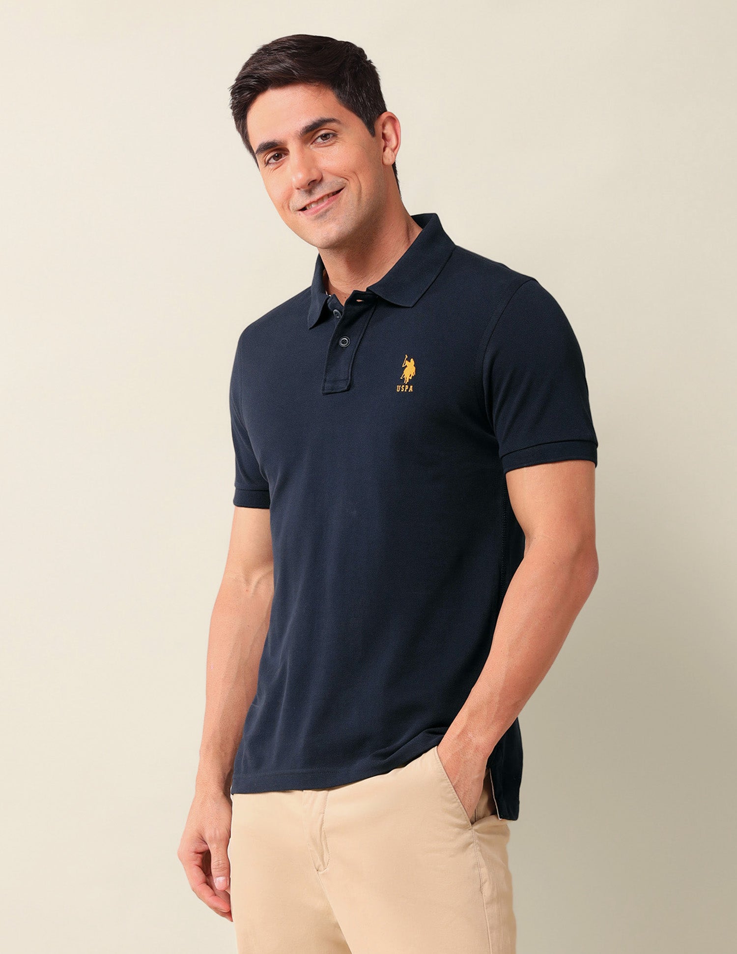 Solid Slim Fit Polo Shirt Navy - U.S. Polo Assn. India | Large