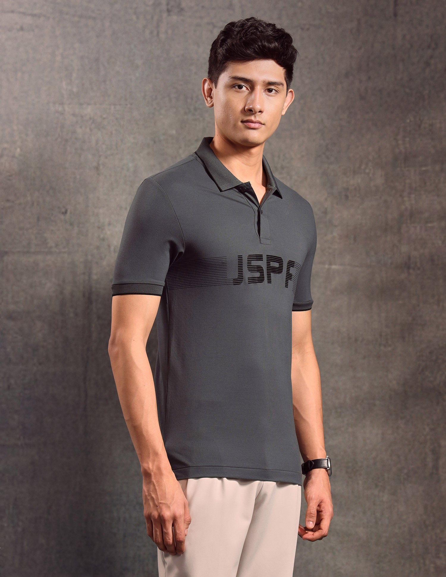 Brand Printed Muscle Fit Polo shirt Dark Grey - U.S. POLO ASSN. | Large