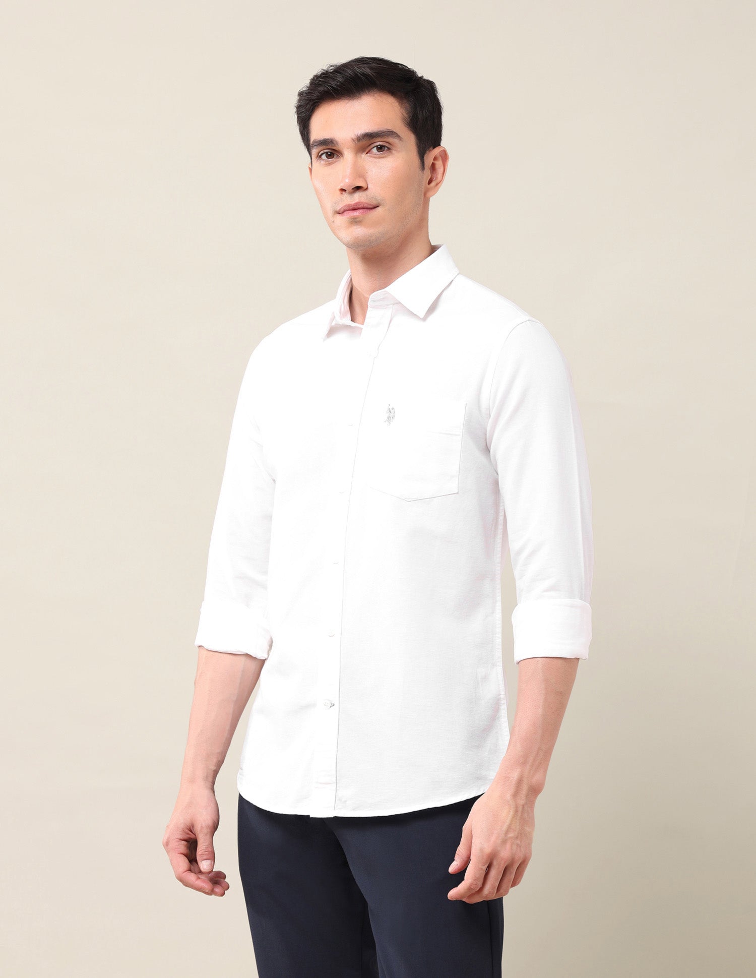 Tailored Fit Poplin Shirt White - U.S. Polo Assn. India | Large