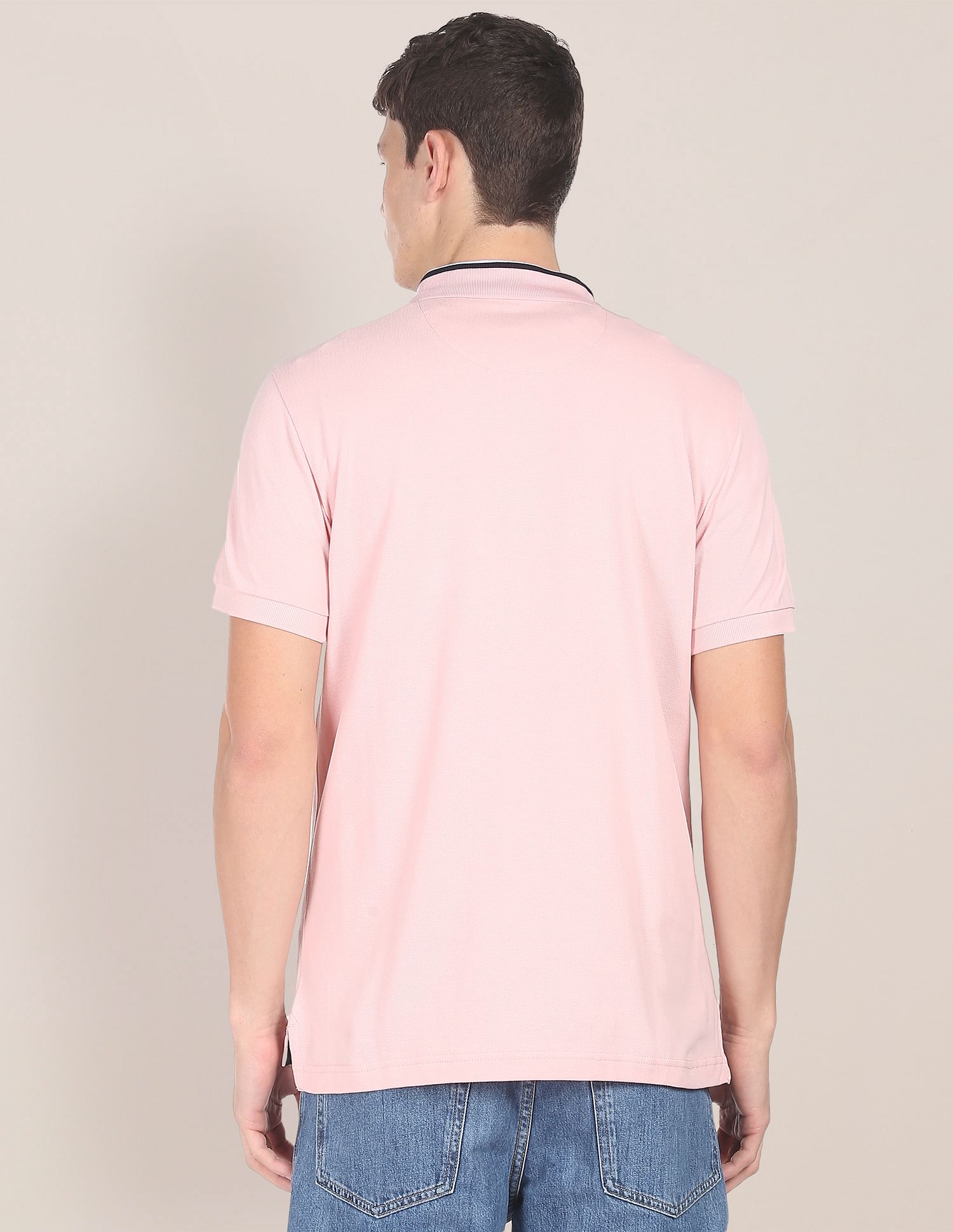 Men Pink Cotton Solid Polo Shirt Pink - U.S. POLO ASSN. | Large