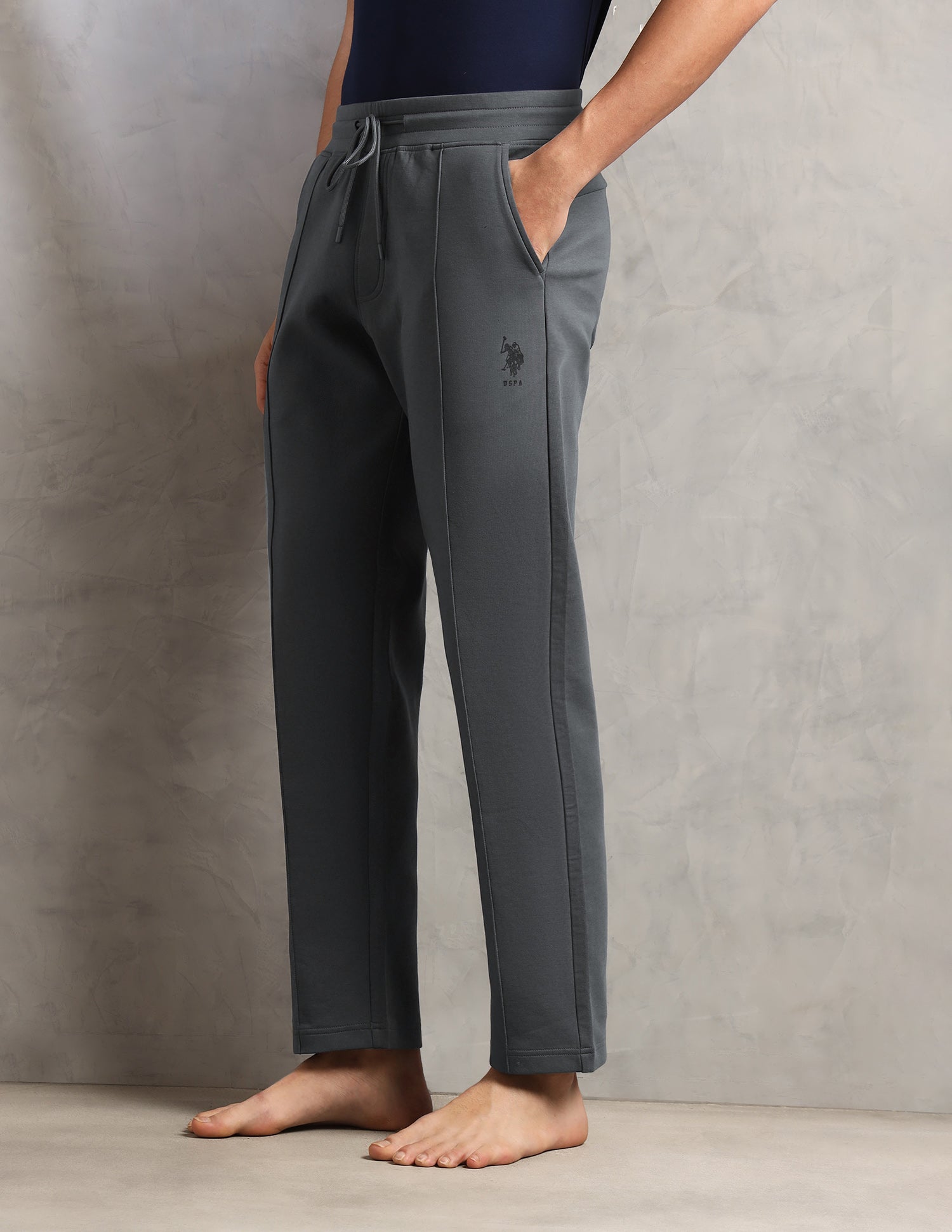 Cotton Stretch Mid Rise PR002-PL Lounge Pants - Pack Of 1 Iron Gate - U.S. Polo Assn. India | Large