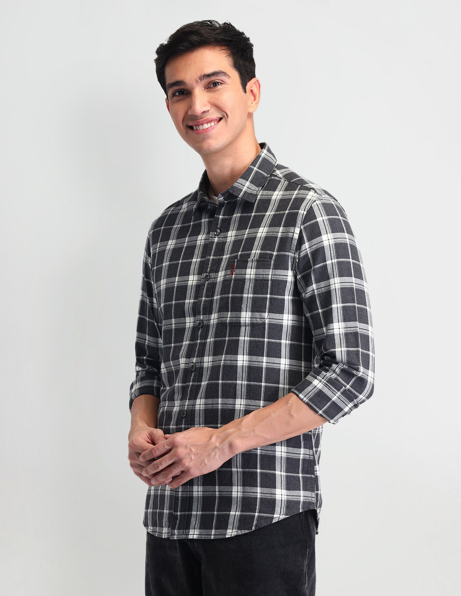 Tartan Check Regular Fit Shirt Grey - U.S. Polo Assn. India | Large