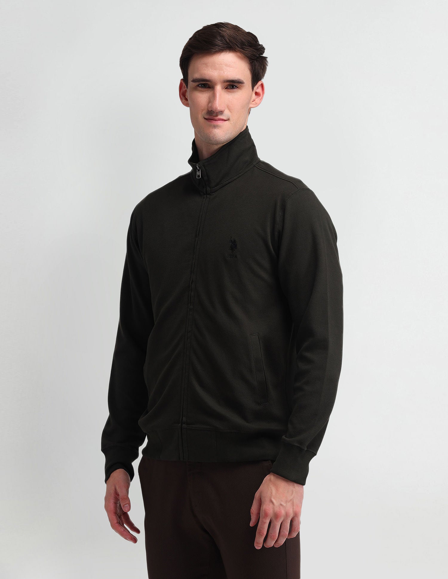 High Neck Slim Fit Sweatshirt Green - U.S. Polo Assn. India | Large