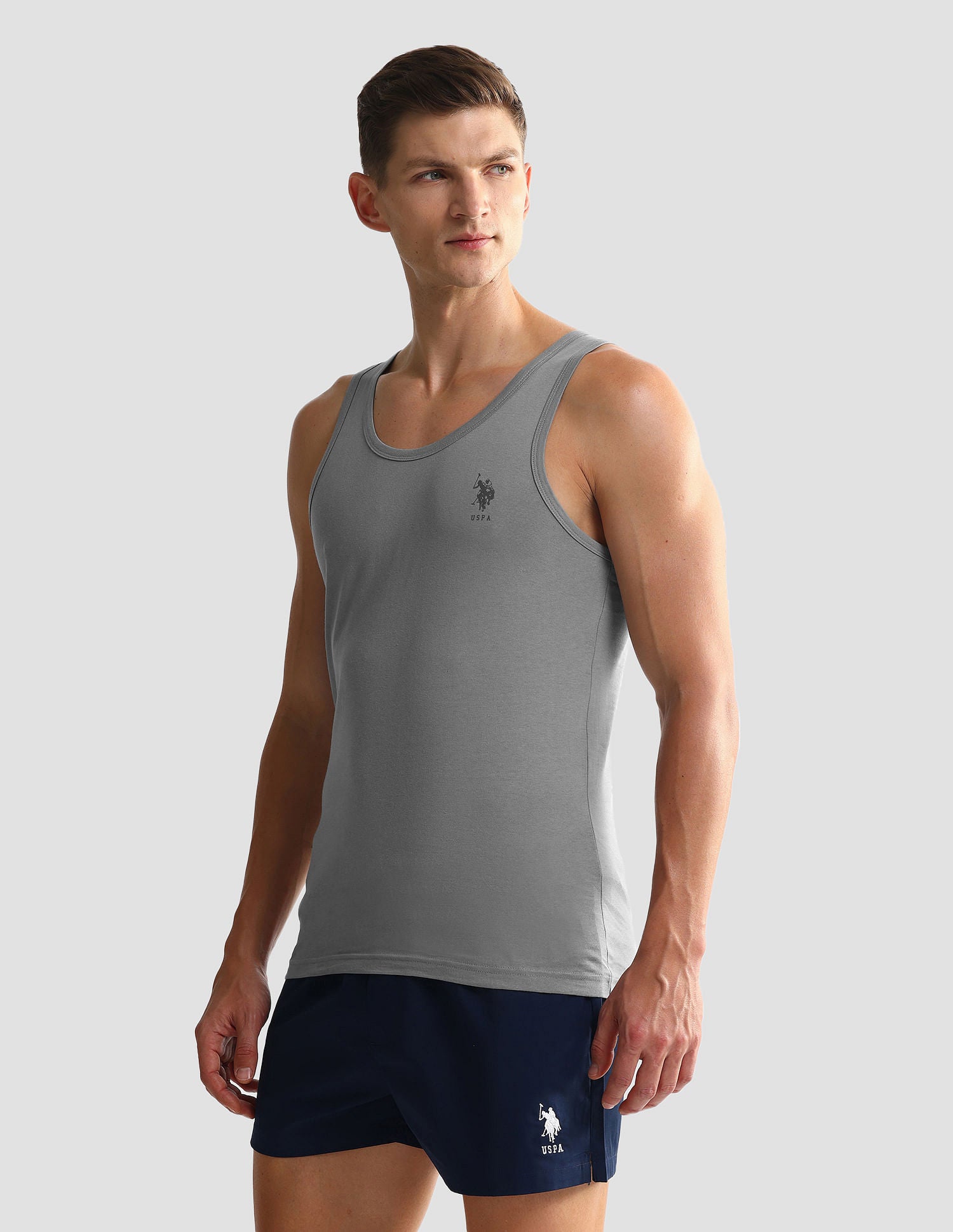 Solid Cotton OEV05 Vest - Pack Of 2 Grey Grey - U.S. POLO ASSN. | Large