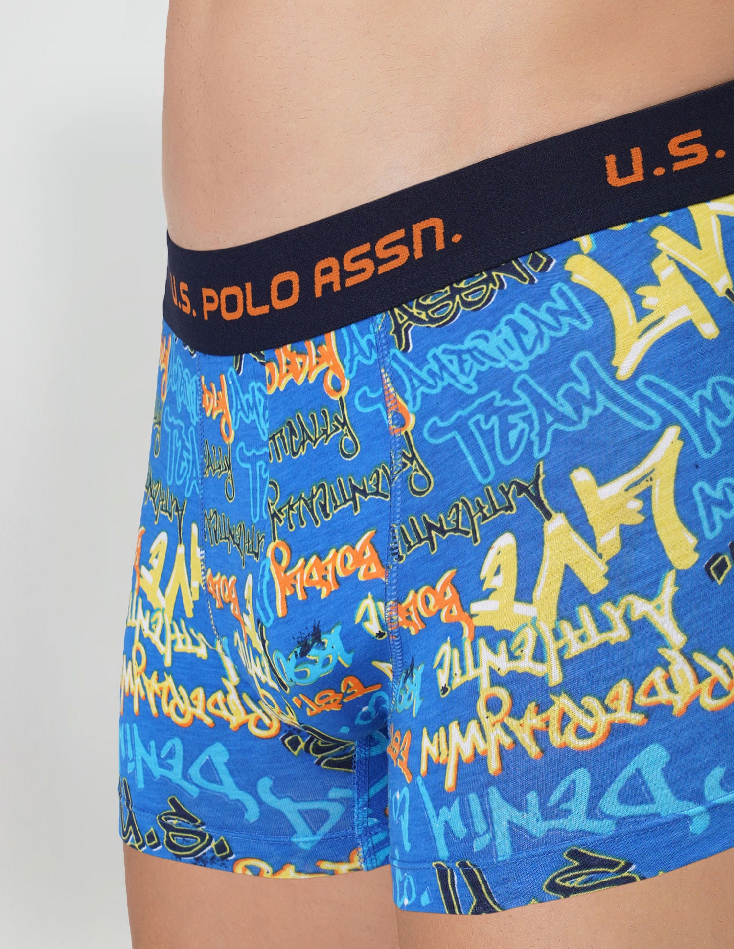 Brushed Elastic Cotton Stretch IYAK Trunks - Pack Of 2 Blue and Orange - U.S. POLO ASSN. | Large