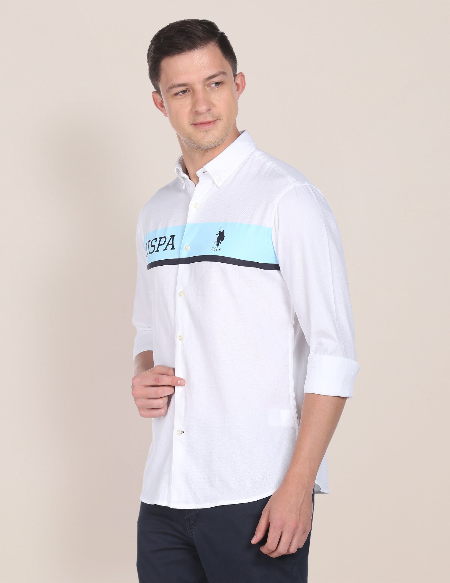 Engineered Dobby Shirt White - U.S. POLO ASSN. | Large