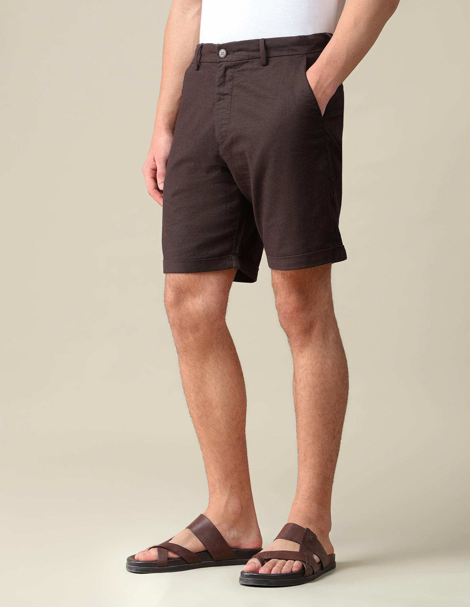Mid Rise Slim Fit Shorts Dark Brown - U.S. Polo Assn. India | Large