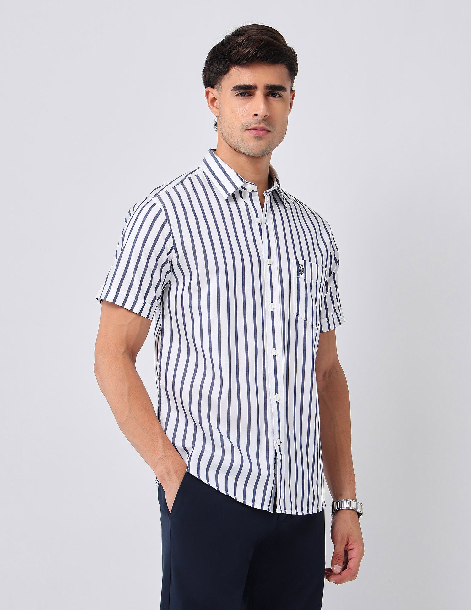 Vertical Striped 135Th Shirt Navy - U.S. Polo Assn. India | Large