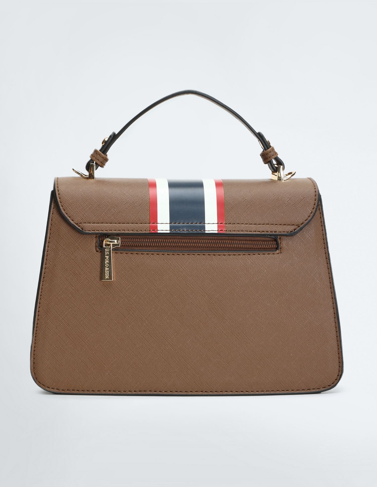 Signature Stripe Structured Sling Bag Brown - U.S. POLO ASSN. | Large