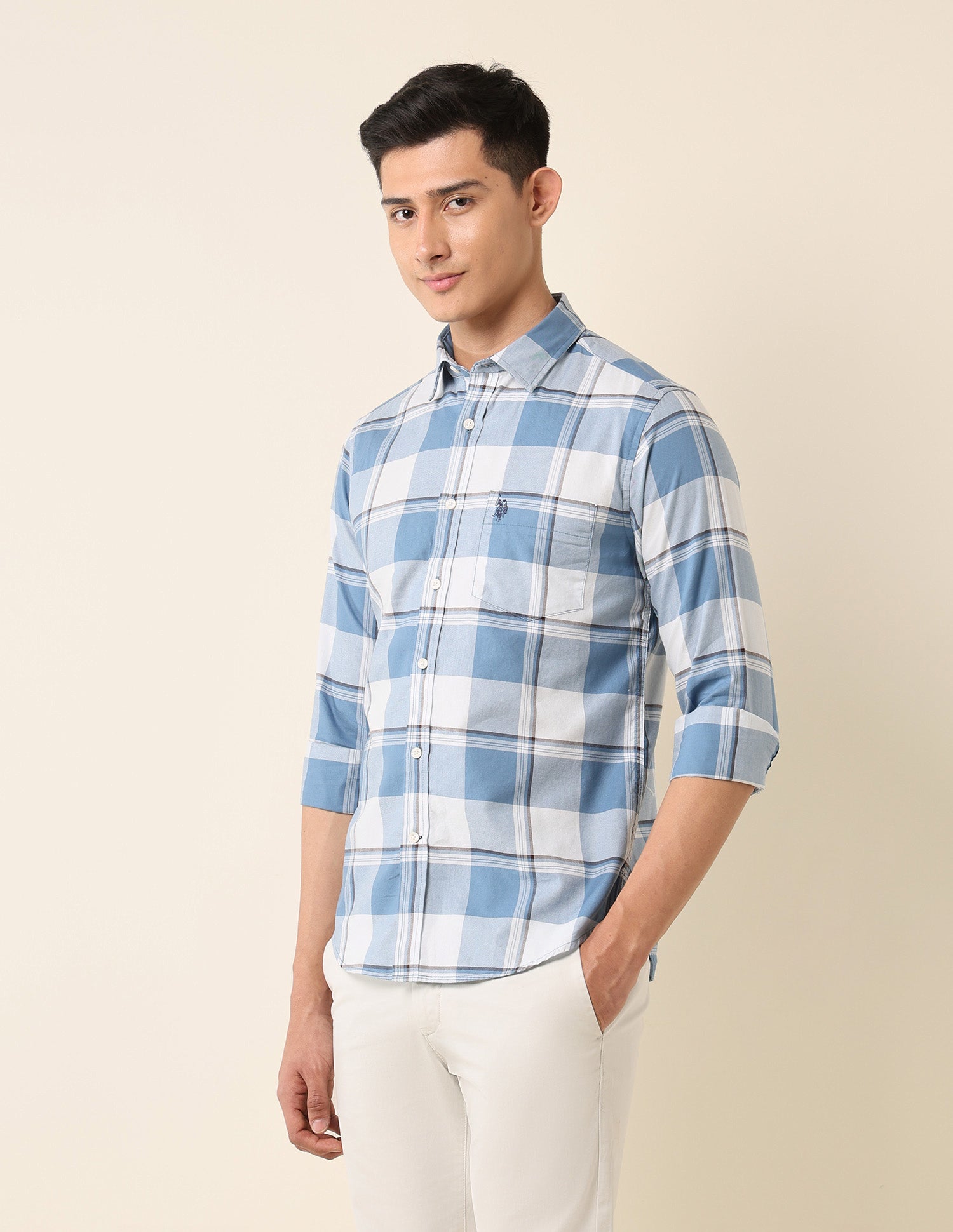 Buffalo Checked Pure Cotton Shirt Blue - U.S. POLO ASSN. | Large