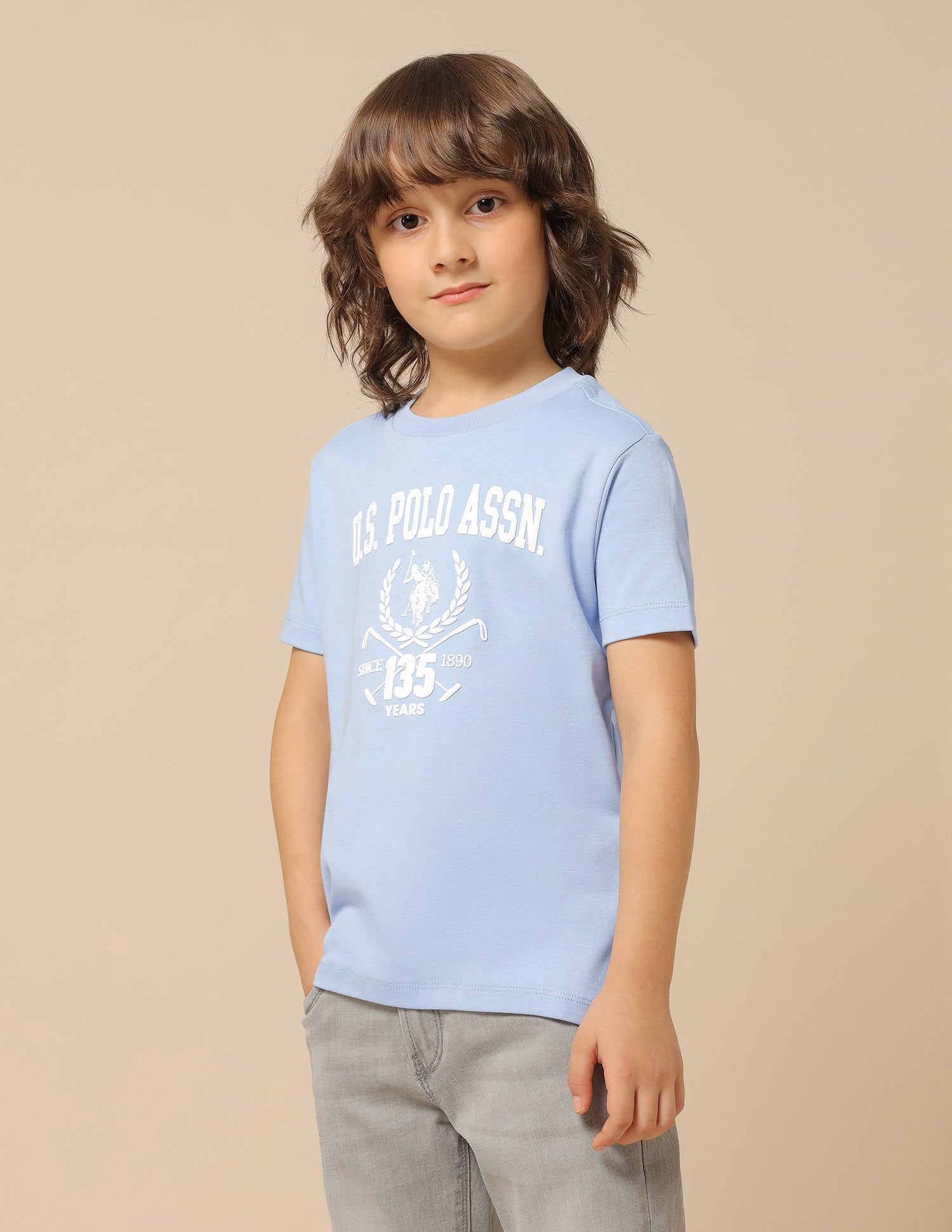 Boys Brand Embossed Pure Cotton T-Shirt Blue - U.S. POLO ASSN. | Large