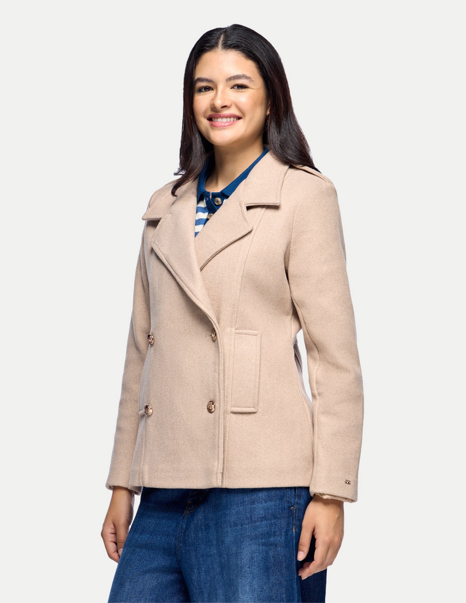 Double Breasted Blazer Jacket Beige - U.S. Polo Assn. India | Large
