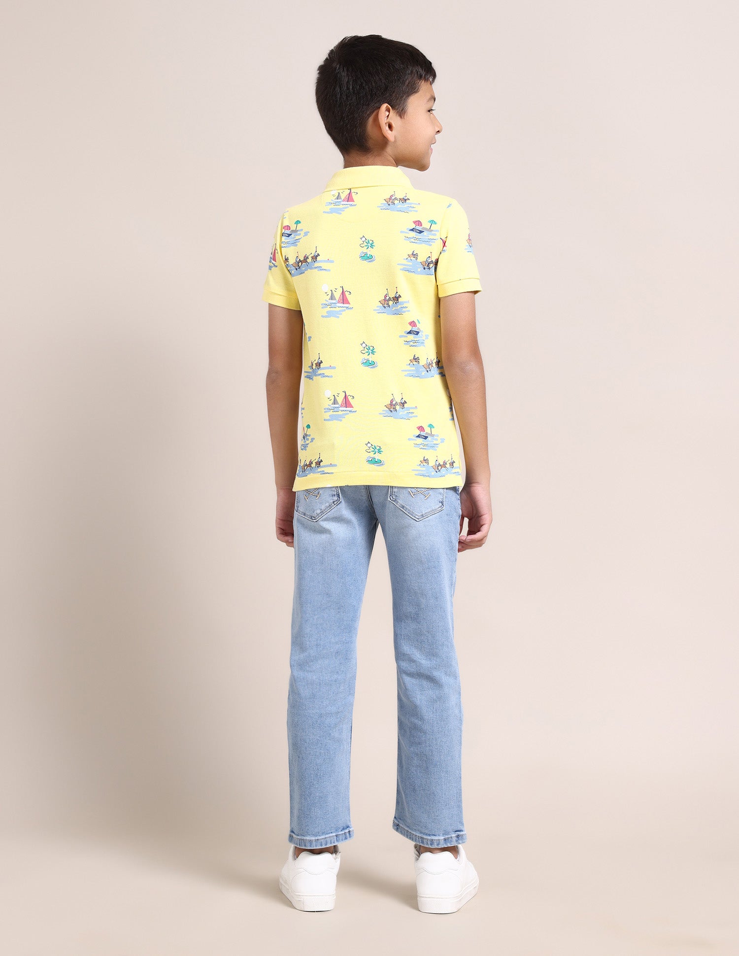 Boys Graphic Print Polo Shirt Light Yellow - U.S. Polo Assn. India | Large
