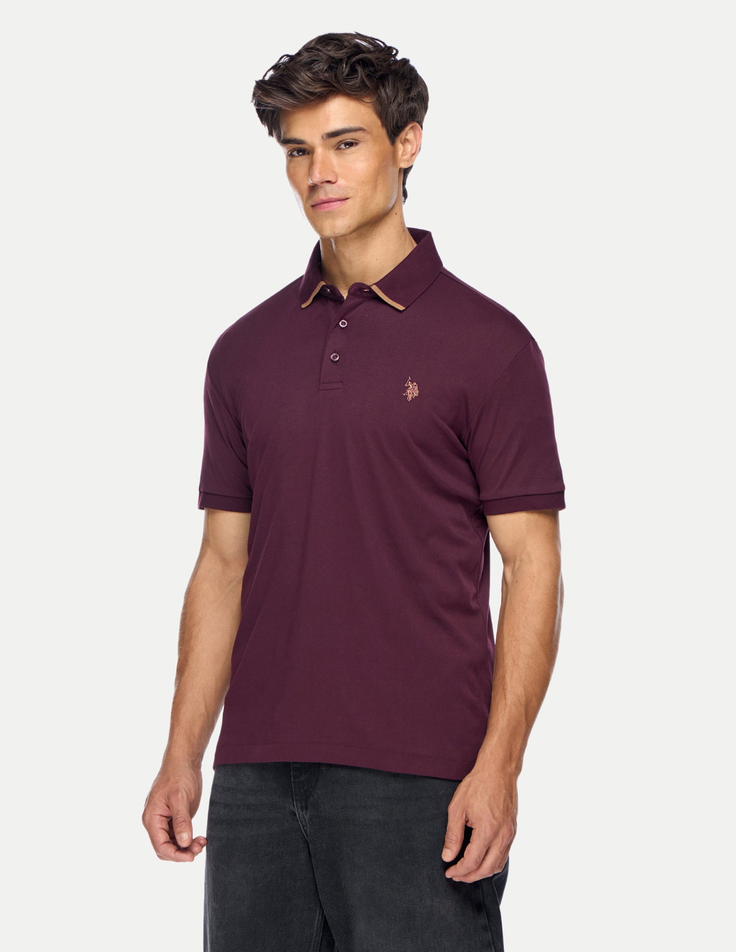 Solid Slim Fit Polo Shirt Maroon - U.S. Polo Assn. India | Large