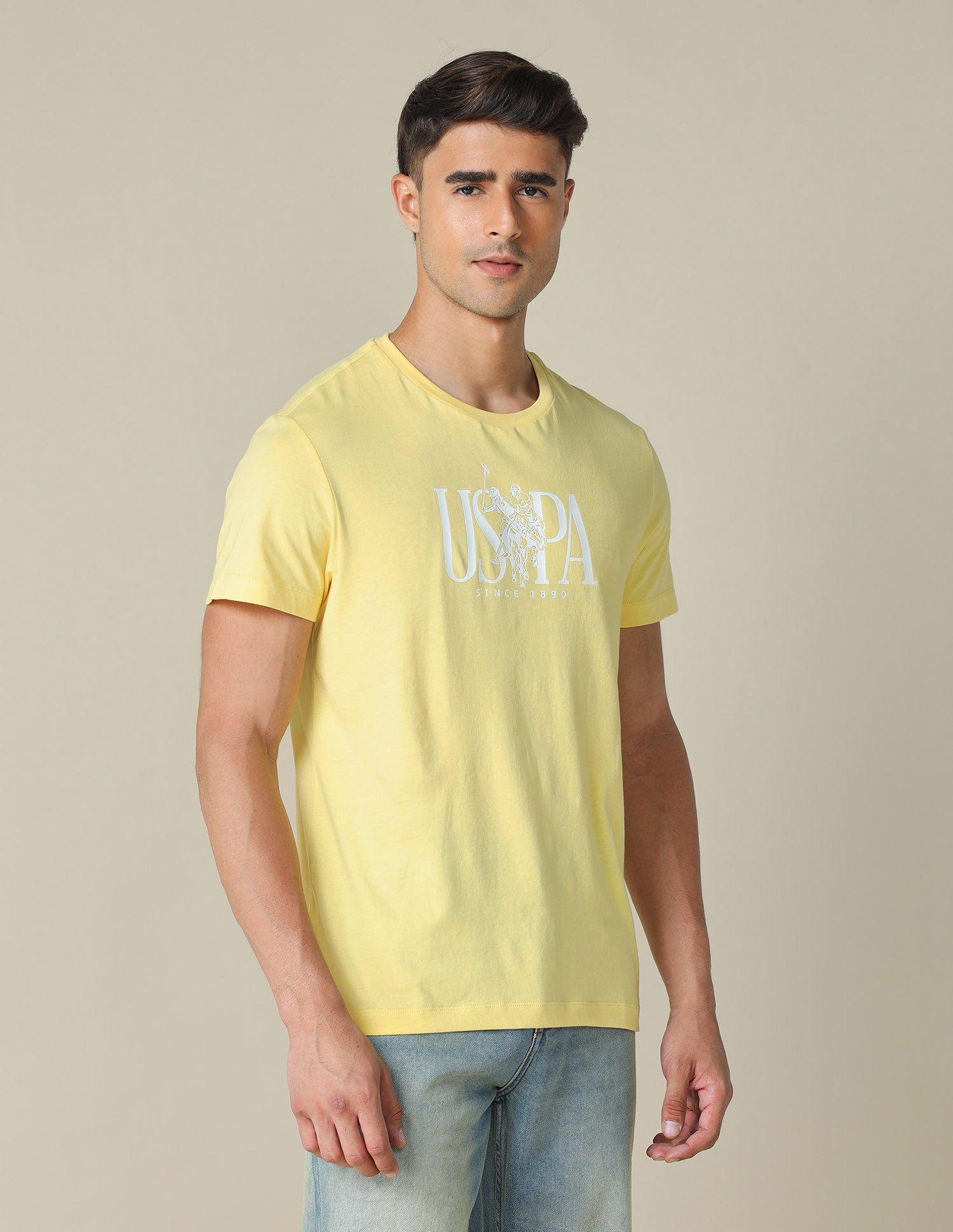 Brand Printed Regular Fit T- Shirt Light Yellow - U.S. POLO ASSN. | Large