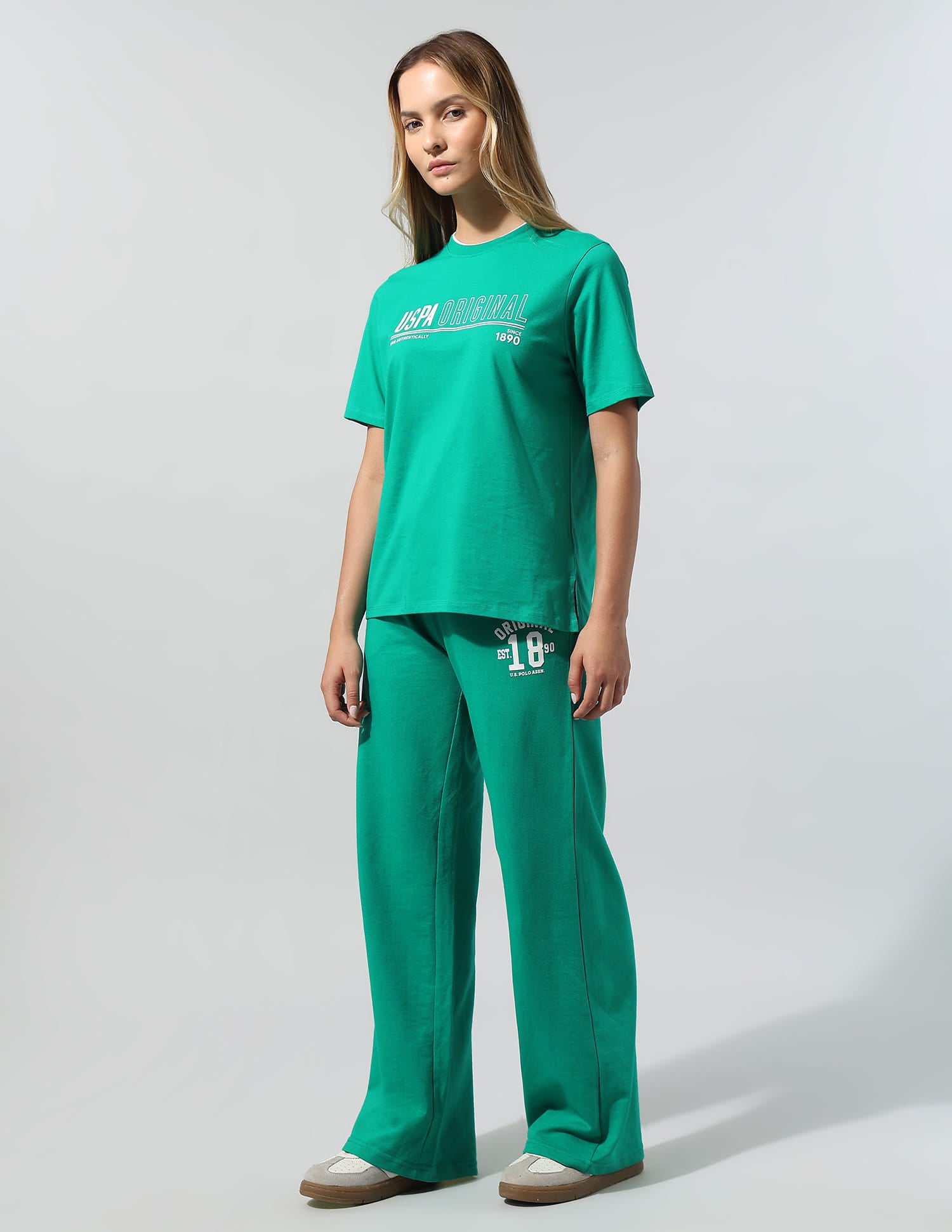 Relaxed Fit T-Shirt With Wide Leg Pants Green - U.S. Polo Assn. India | Large