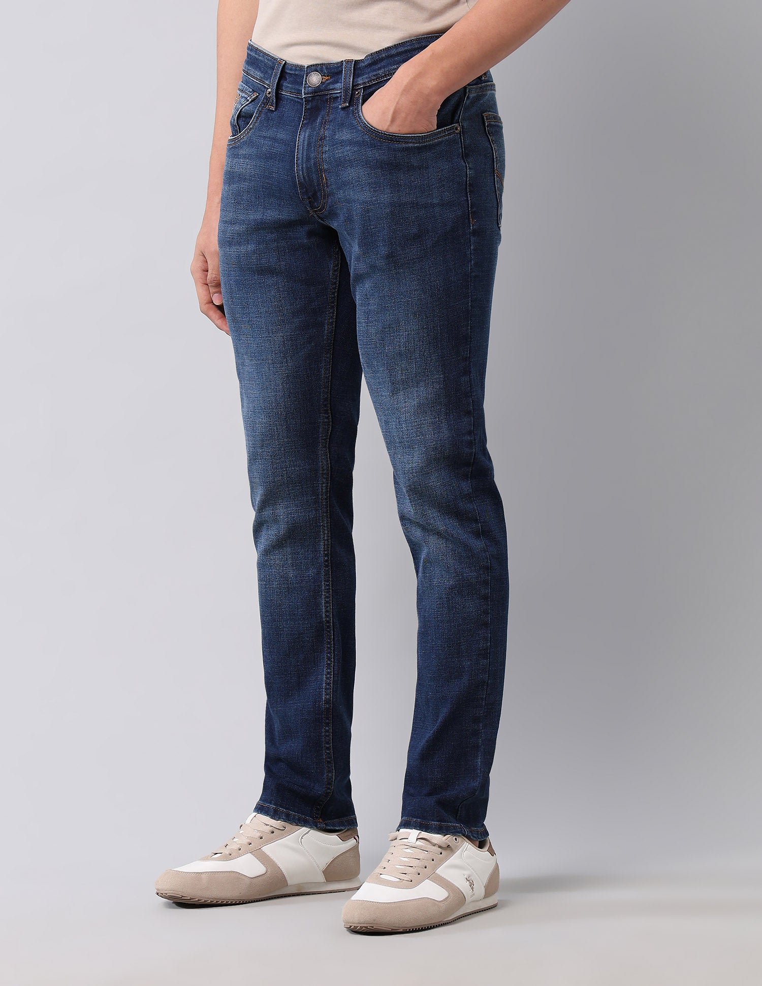 Brandon Slim Tapered Fit Blue Jeans Med Blue - U.S. POLO ASSN. | Large