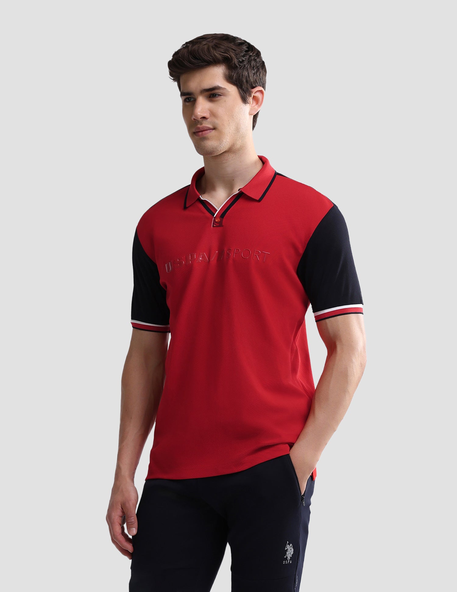Colourblocked Slim Fit Active Polo Shirt Red - U.S. Polo Assn. India | Large