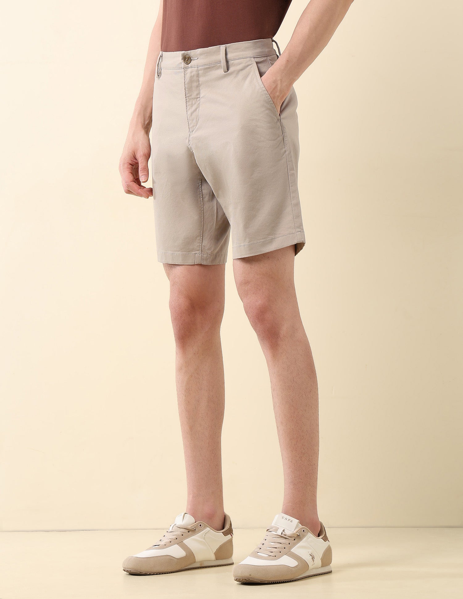 Mid Rise Slim Fit Chino Shorts Beige - U.S. POLO ASSN. | Large