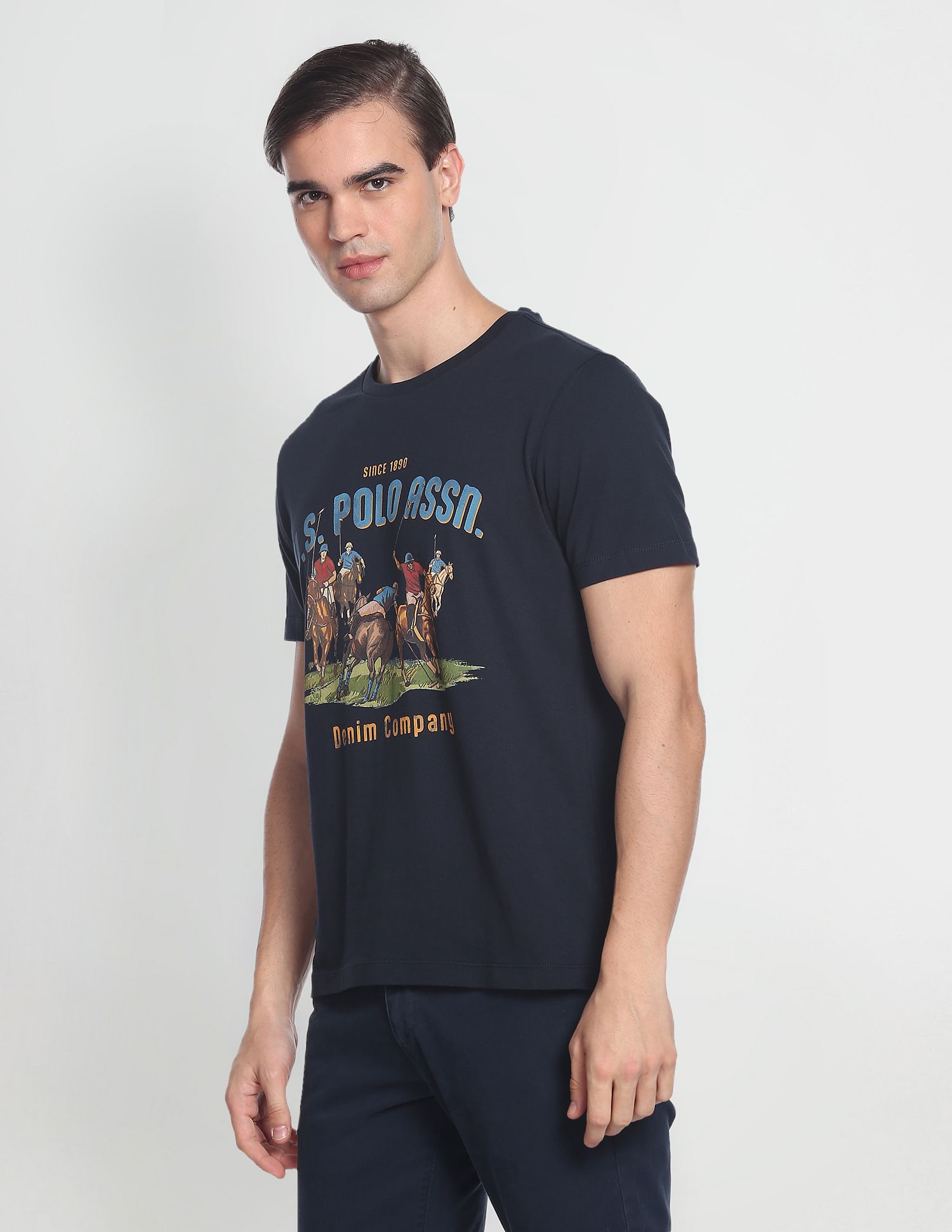 Bold Print Crew Neck T-Shirt Navy - U.S. POLO ASSN. | Large