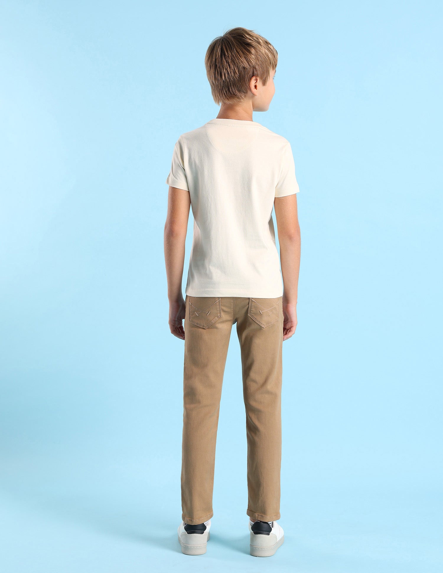 Boys Brand Printed Regular Fit T-Shirt Beige - U.S. POLO ASSN. | Large