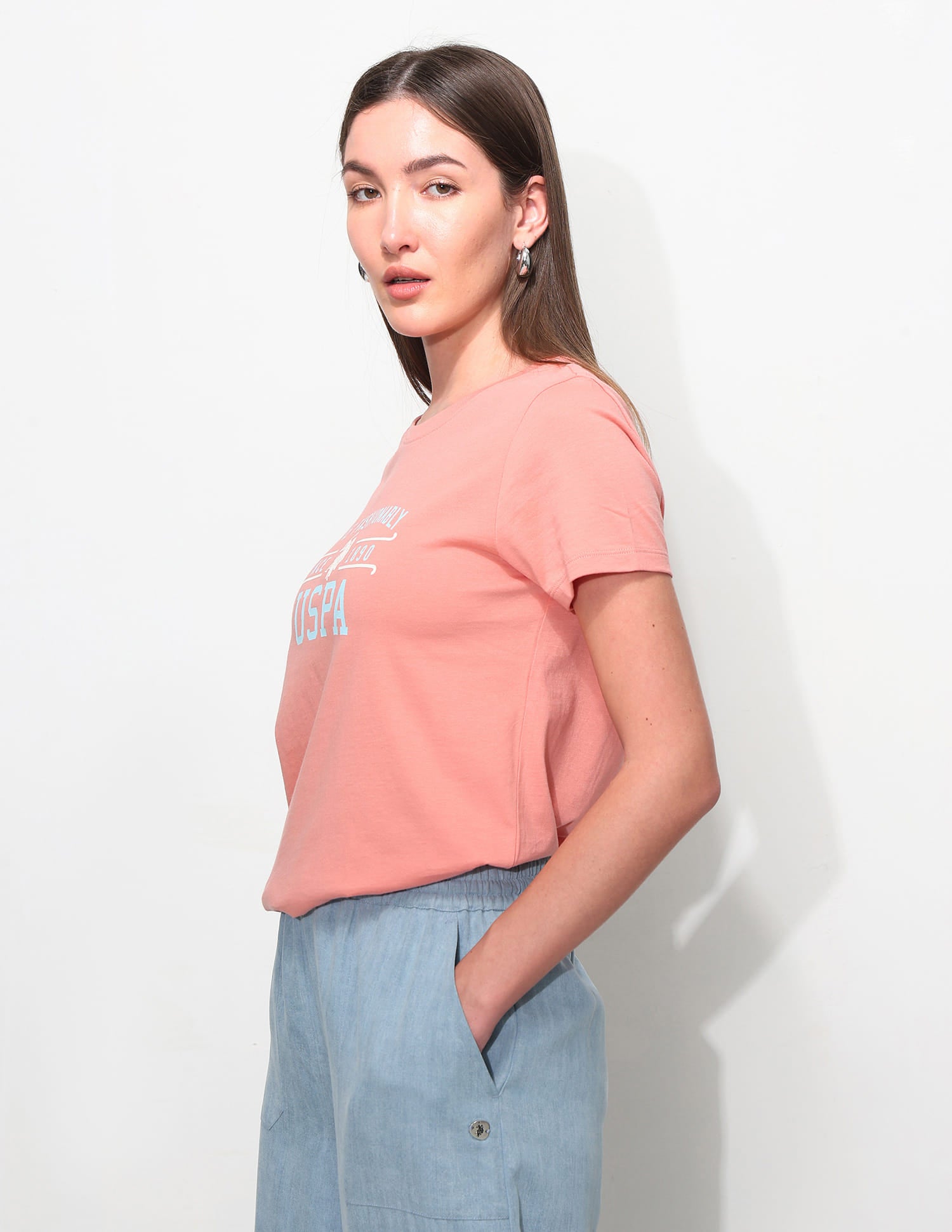 Regular Fit Brand Printed T-Shirt Pink - U.S. Polo Assn. India | Large