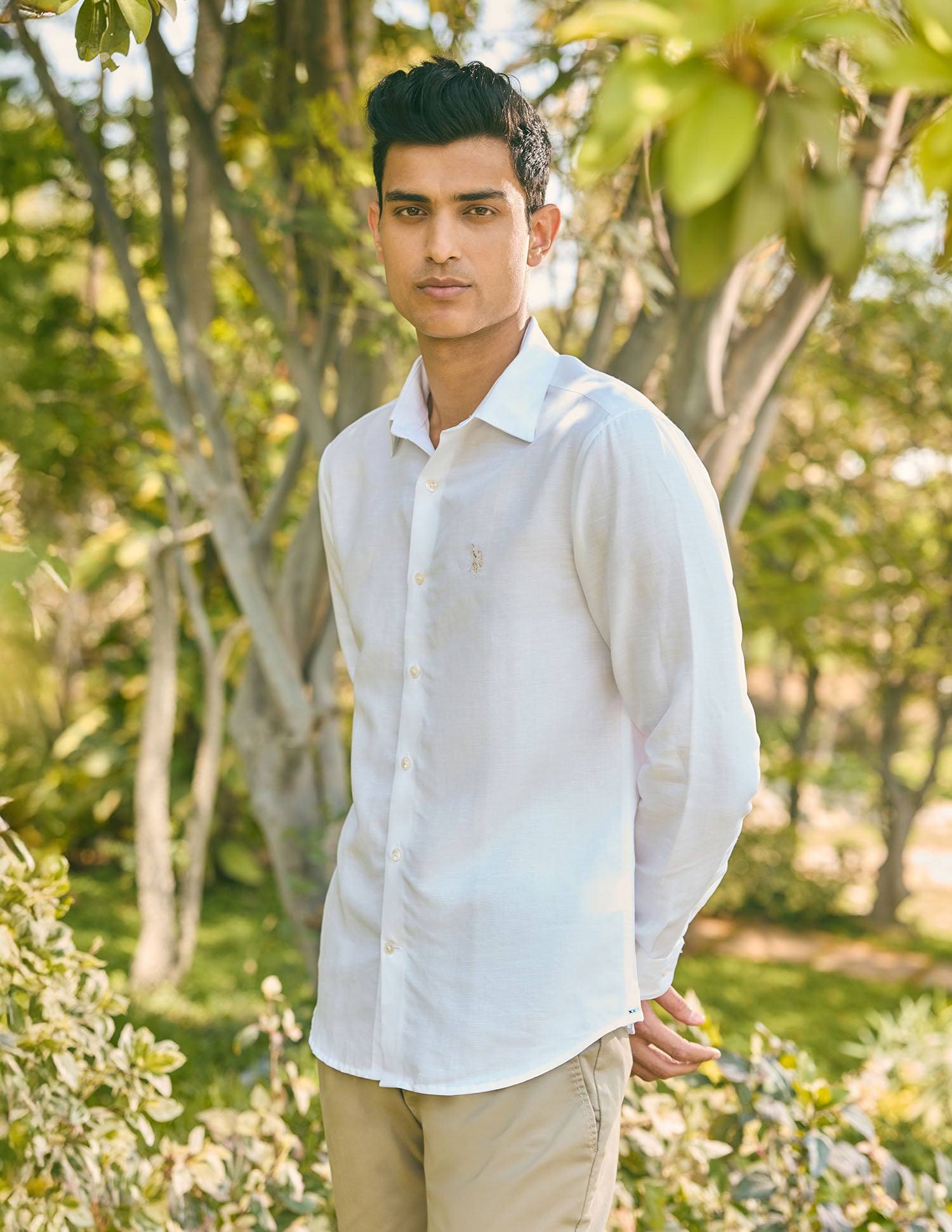 Pacho X Tailored Fit Solid Shirt White - U.S. POLO ASSN. | Large