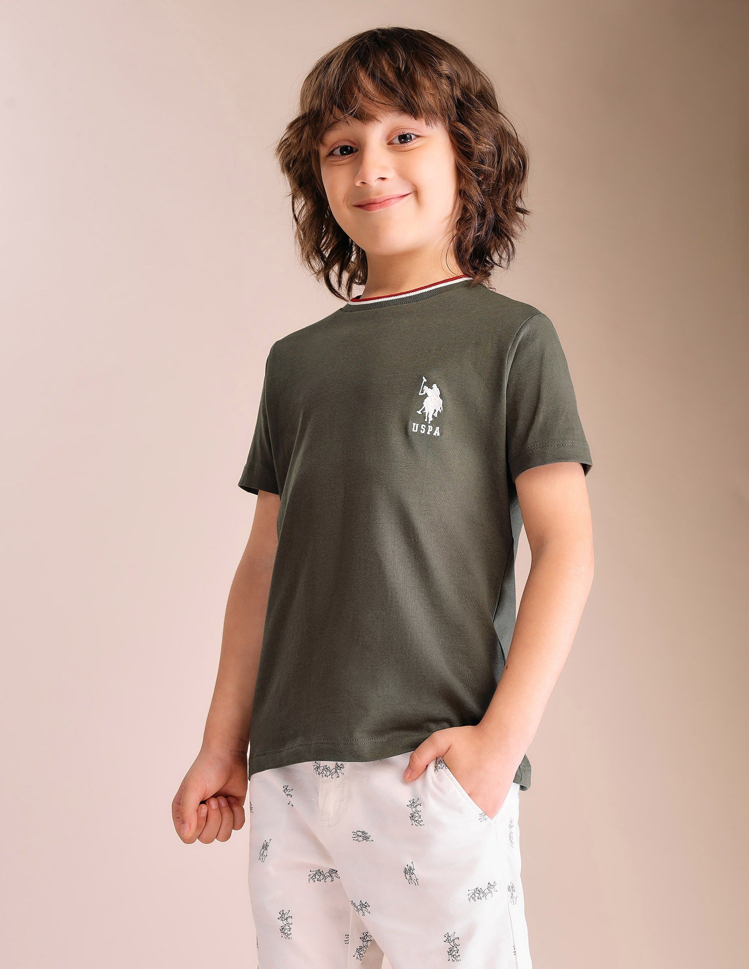 Boys Regular Fit Pure Cotton T-Shirt Green - U.S. POLO ASSN. | Large