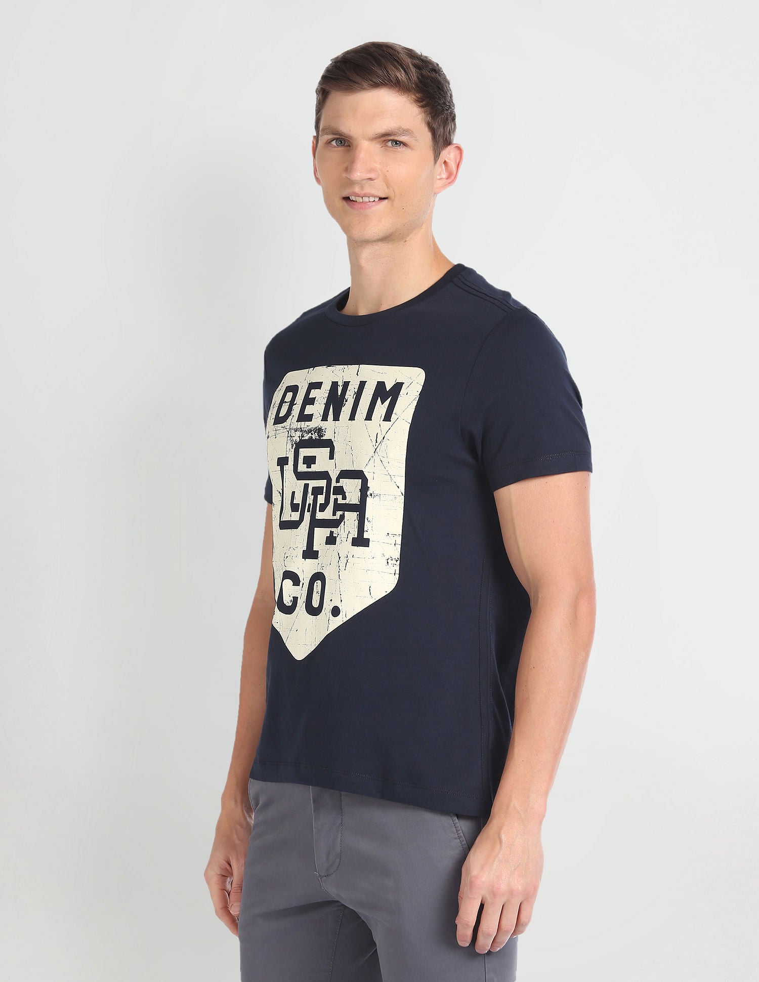 Crew Neck Graphic Print T-Shirt Navy - U.S. POLO ASSN. | Large