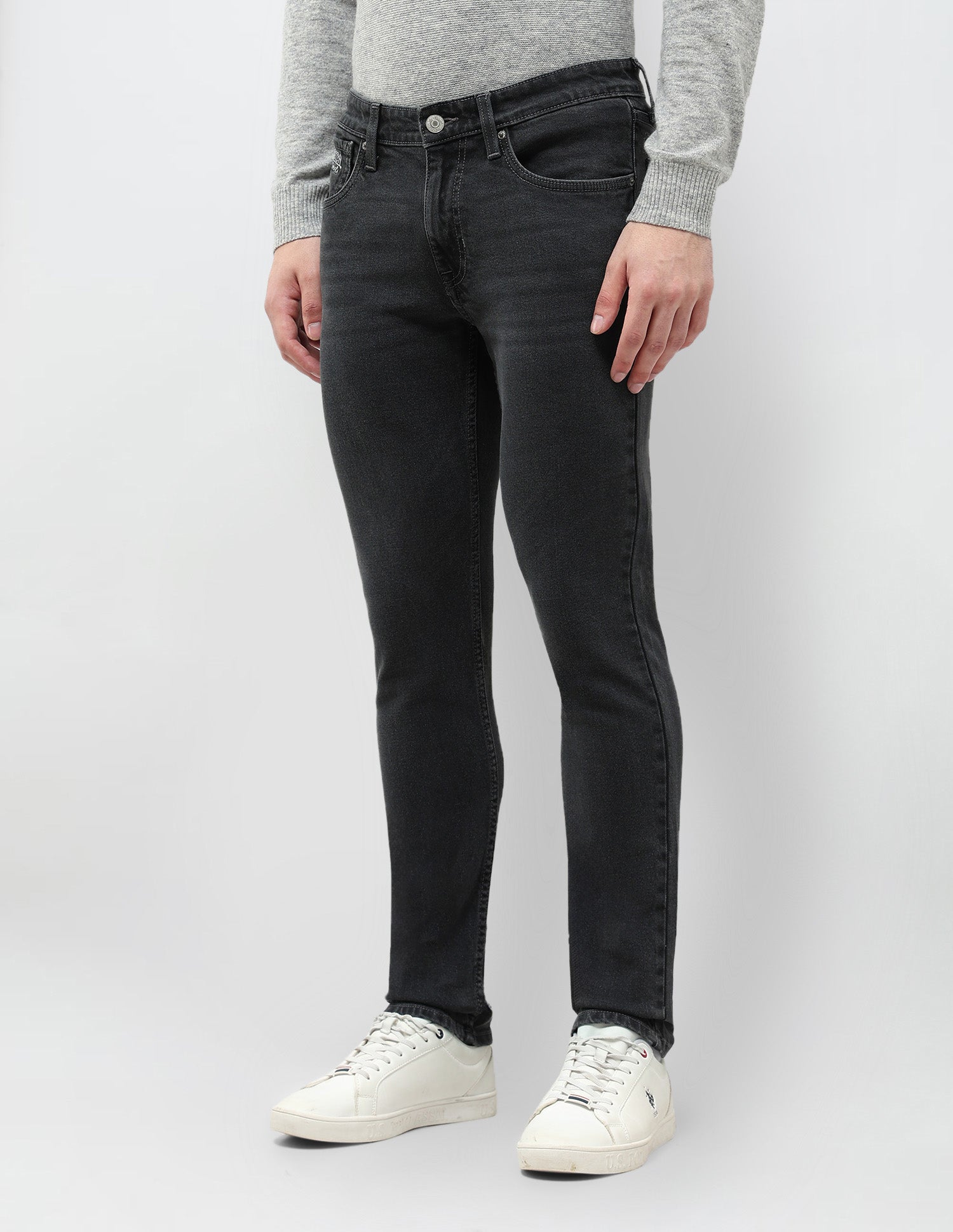 Brandon Slim Tapered Fit Whiskered Jeans Grey - U.S. POLO ASSN. | Large