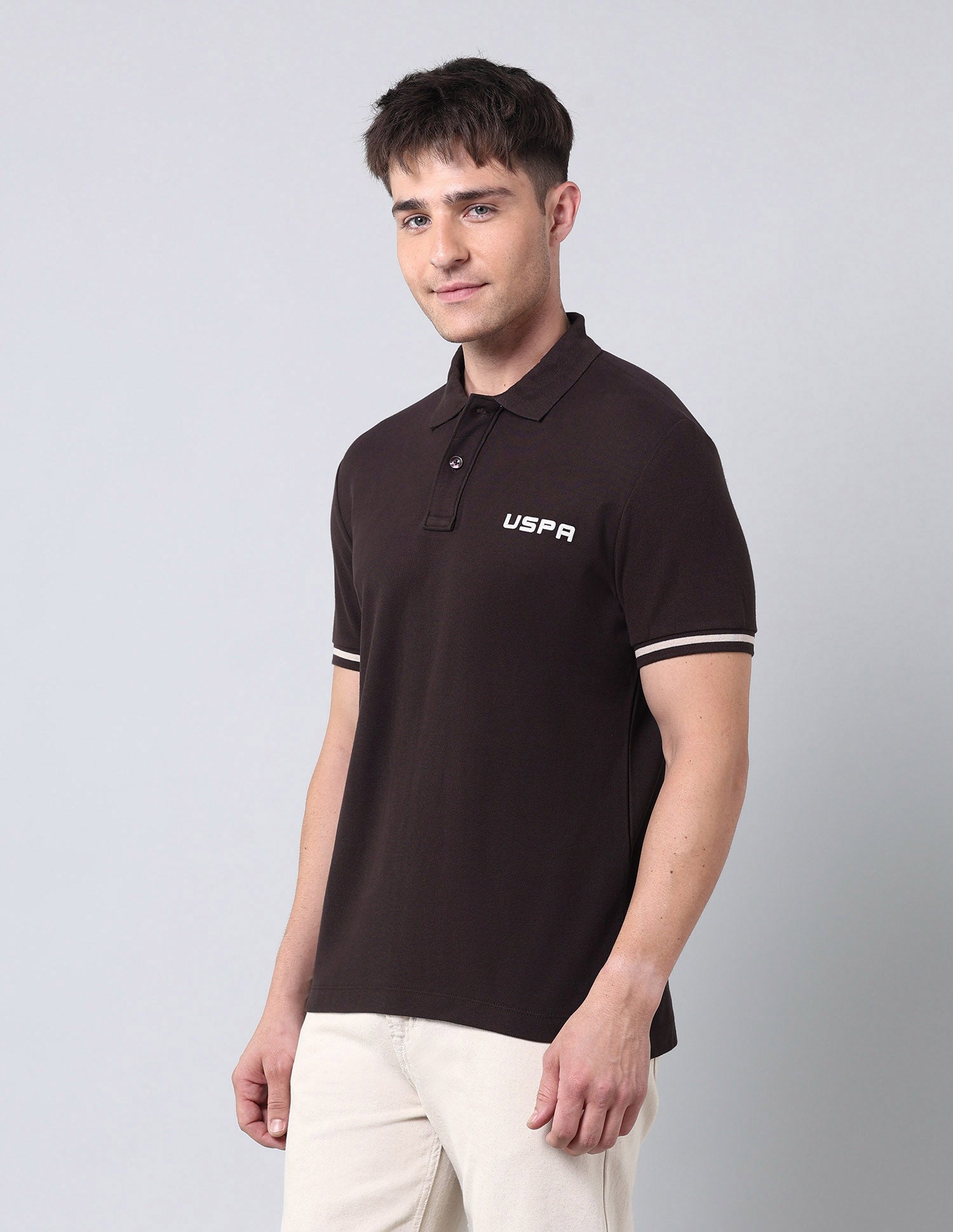 Solid Muscle Fit Americana Polo Shirt Dark Brown - U.S. Polo Assn. India | Large