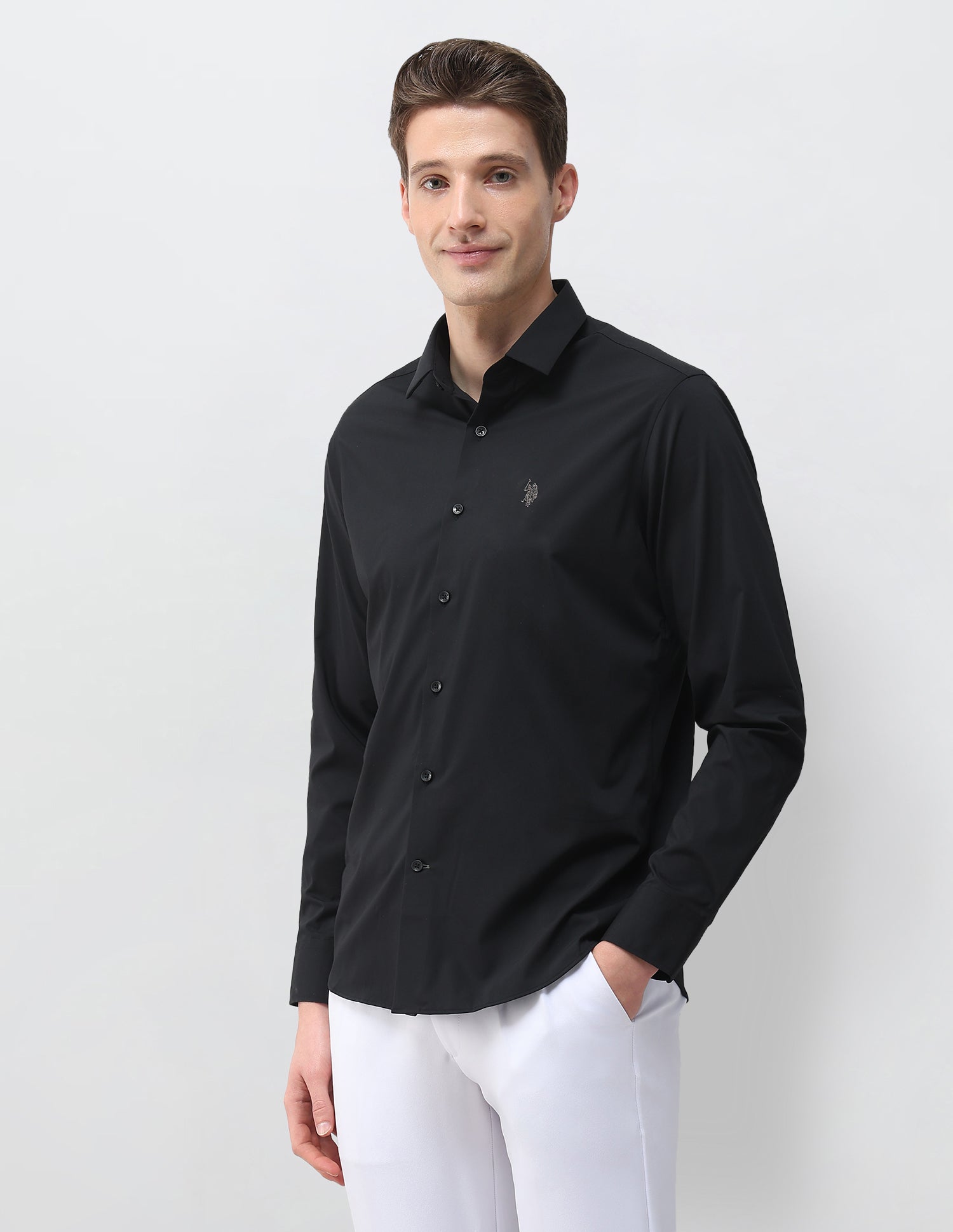 Aeris Solid Regular Fit Shirt Navy - U.S. Polo Assn. India | Large