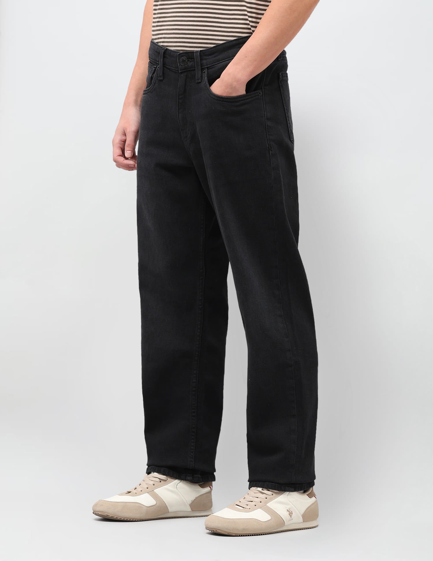 Solid Regular Fit Jeans Black - U.S. Polo Assn. India | Large