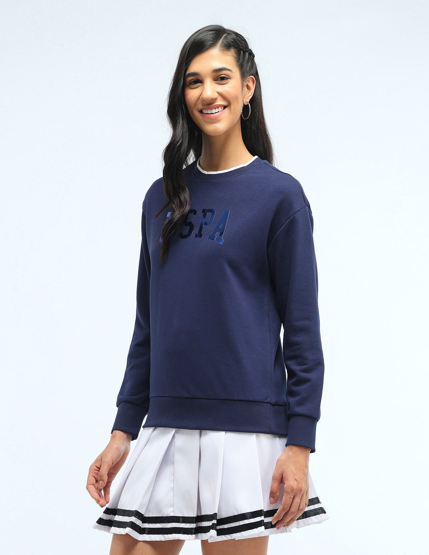 Brand Printed Regular Fit Sweatshirt Navy - U.S. POLO ASSN. | Large