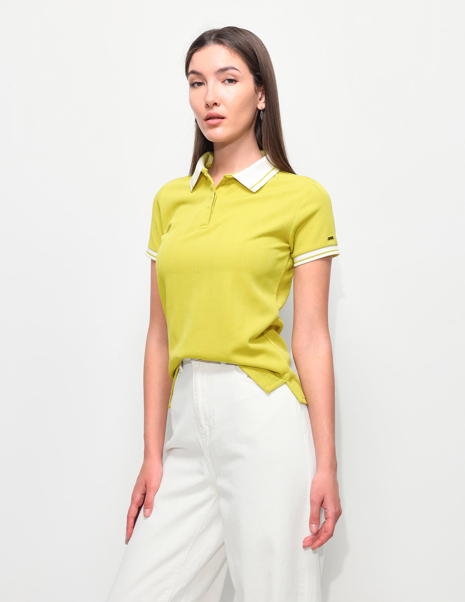 Textured Vertical Striped Regular Fit Polo Shirt Lime Green - U.S. Polo Assn. India | Large