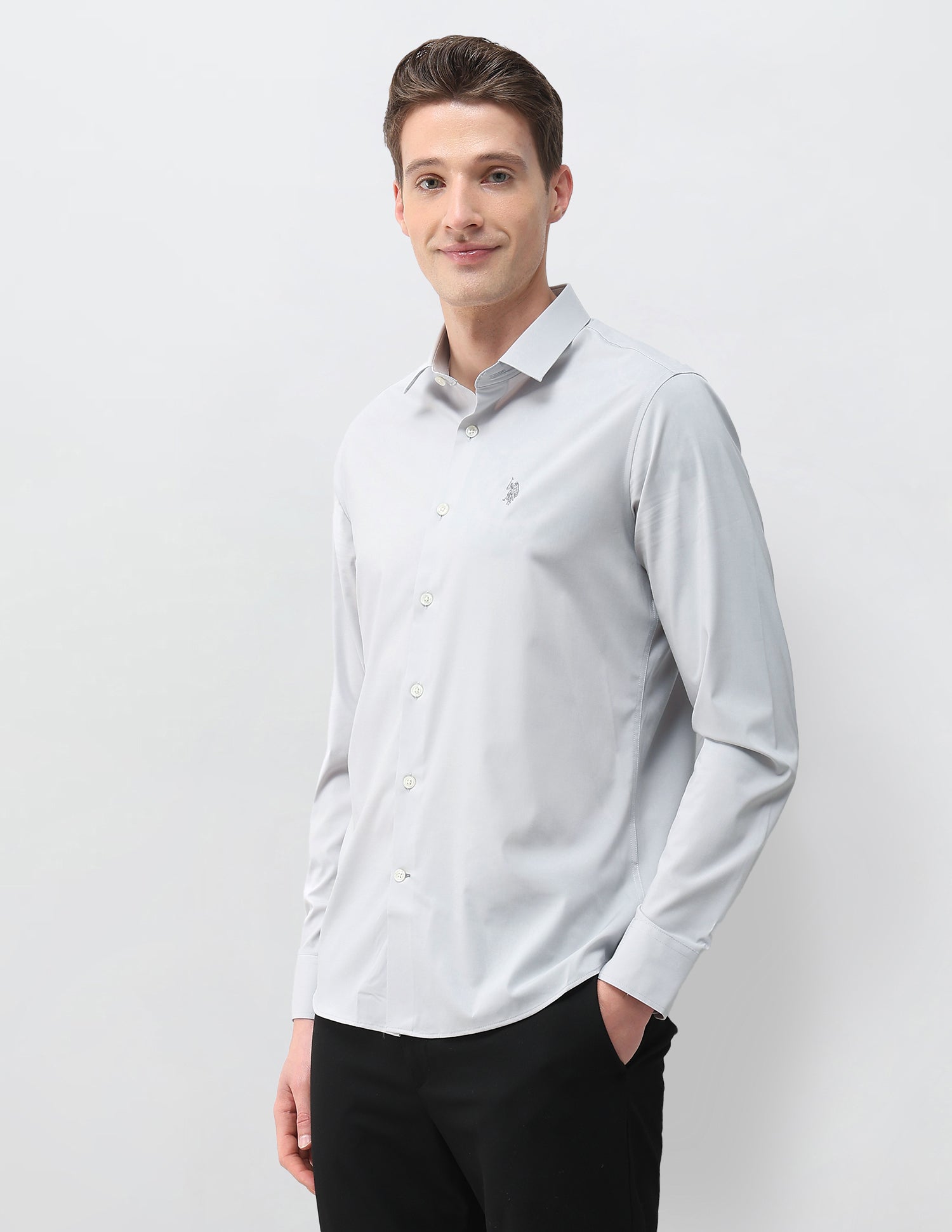 Aeris Solid Regular Fit Shirt Grey - U.S. Polo Assn. India | Large