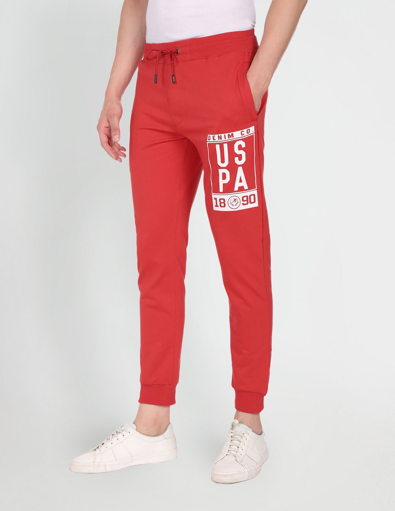 Drawstring Waist Brand Print Joggers Red - U.S. POLO ASSN. | Large