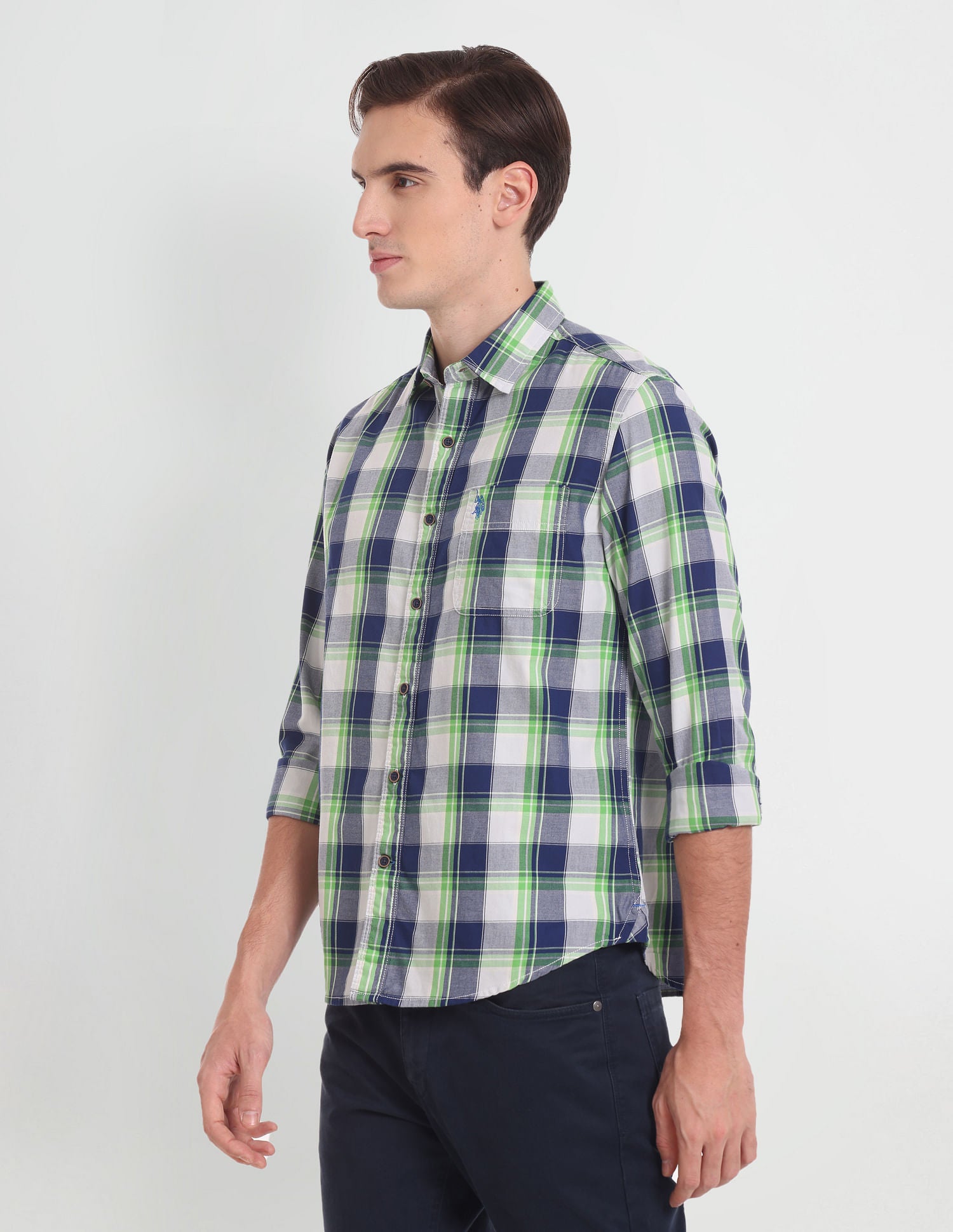Outdoor Check Twill Shirt Green - U.S. Polo Assn. India | Large