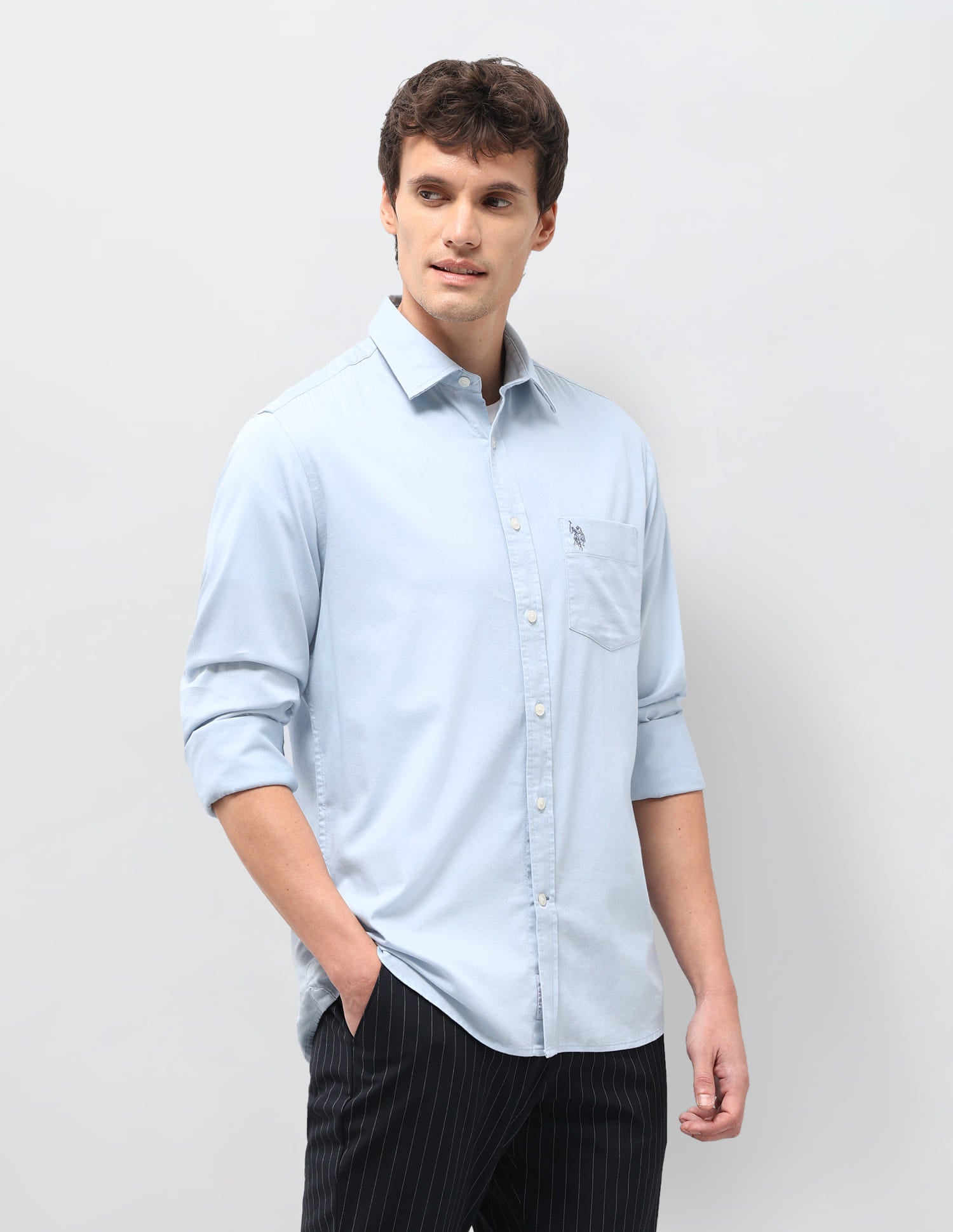Solid Tailored Fit Shirt Blue - U.S. Polo Assn. India | Large