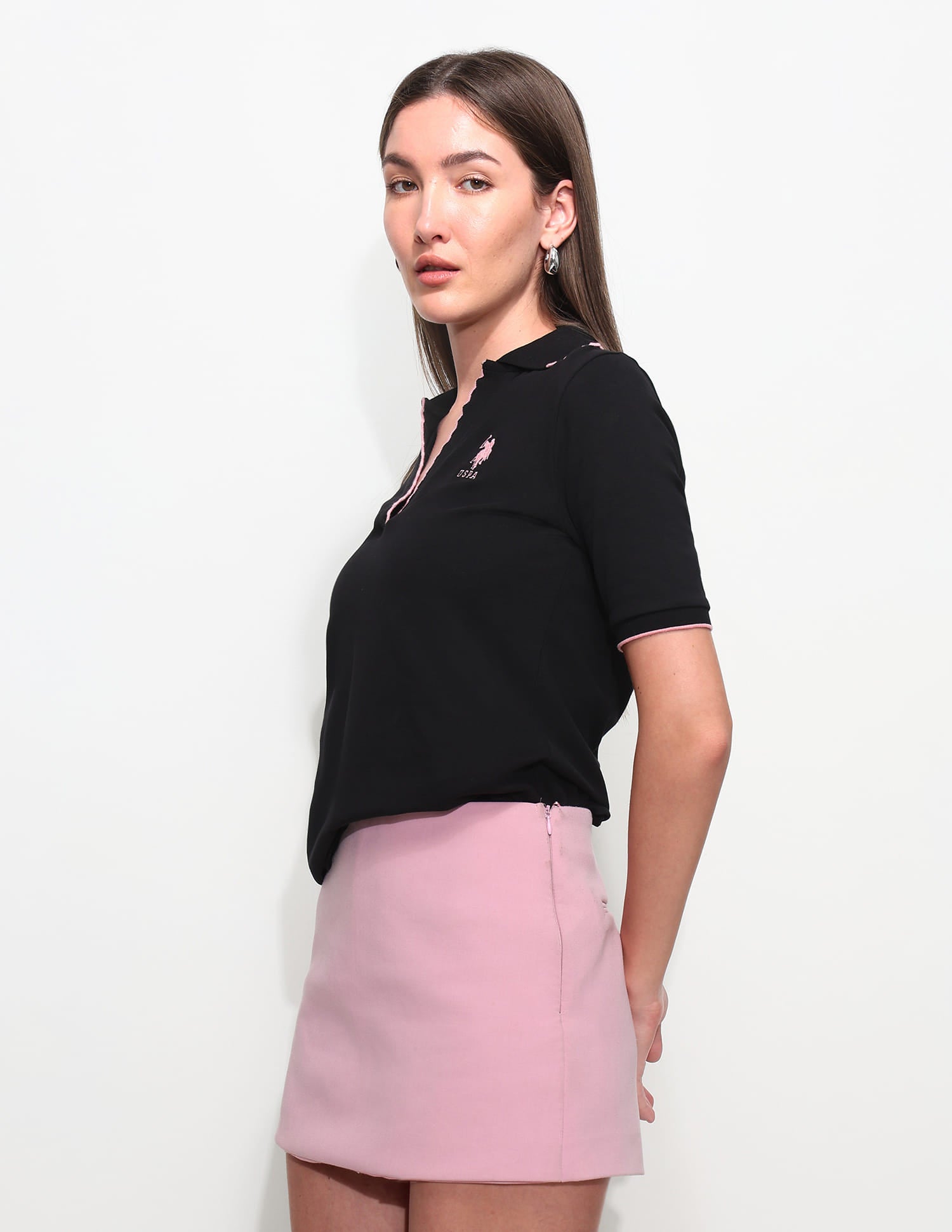 Regular Fit Textured Polo Shirt Black - U.S. Polo Assn. India | Large