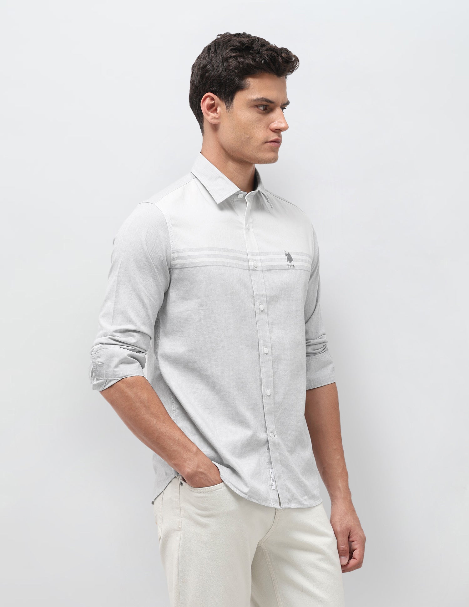 Solid Regular Fit Shirt Grey - U.S. Polo Assn. India | Large