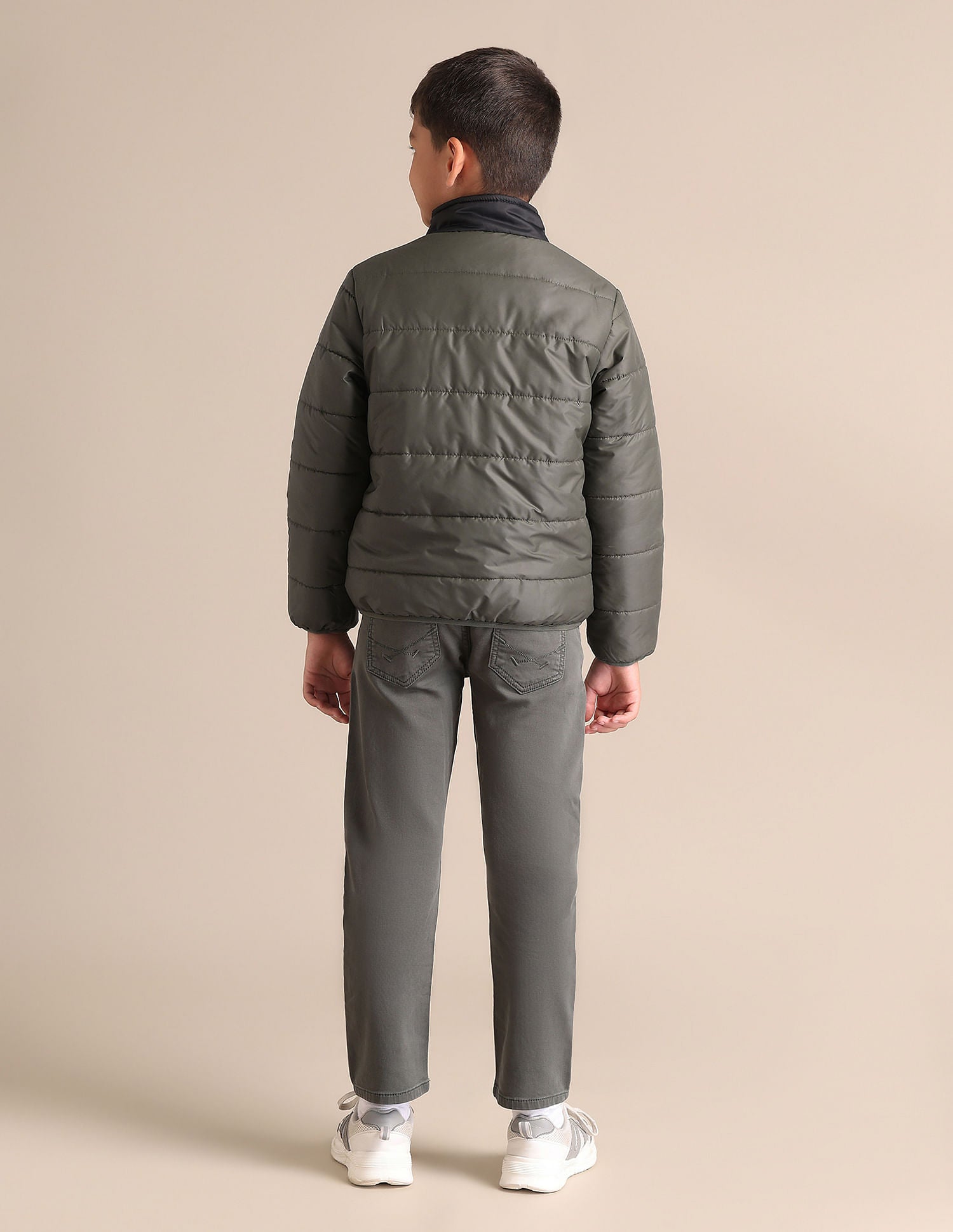 Boys Solid Stand Collar Jacket Medium Green - U.S. POLO ASSN. | Large