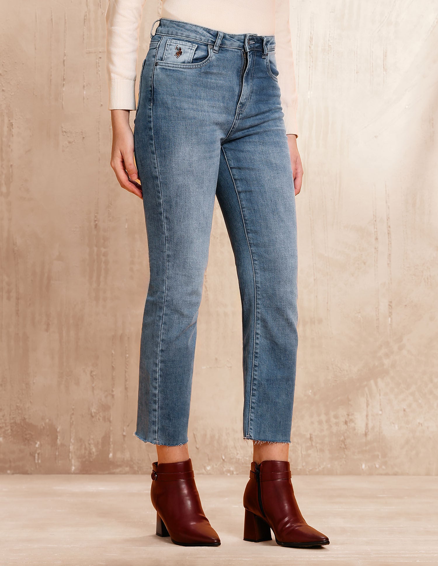 High Rise Straight Fit Jeans Blue - U.S. POLO ASSN. | Large