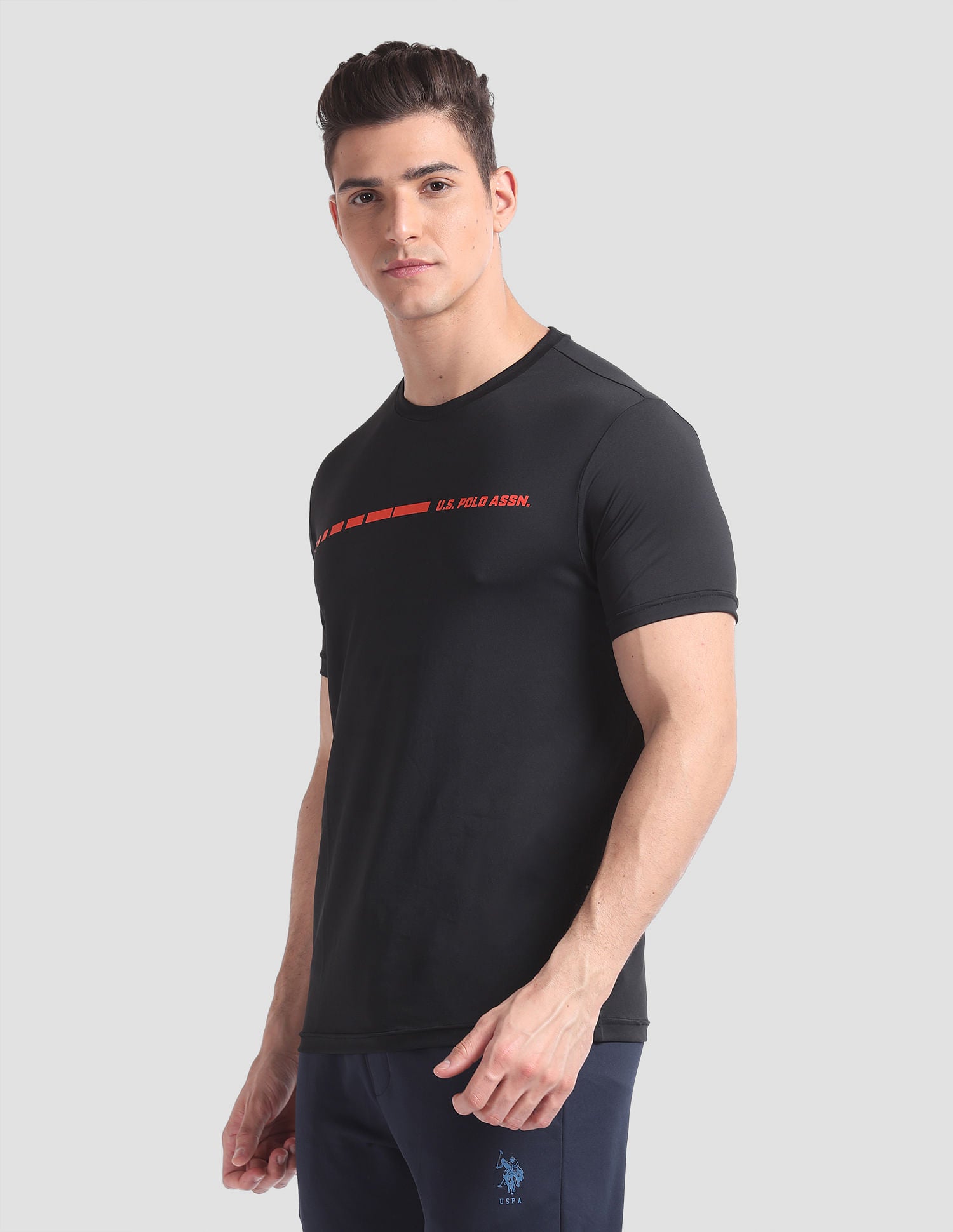 Small Brand Print AE001 Lounge T-Shirt - Pack Of 1 Black - U.S. POLO ASSN. | Large