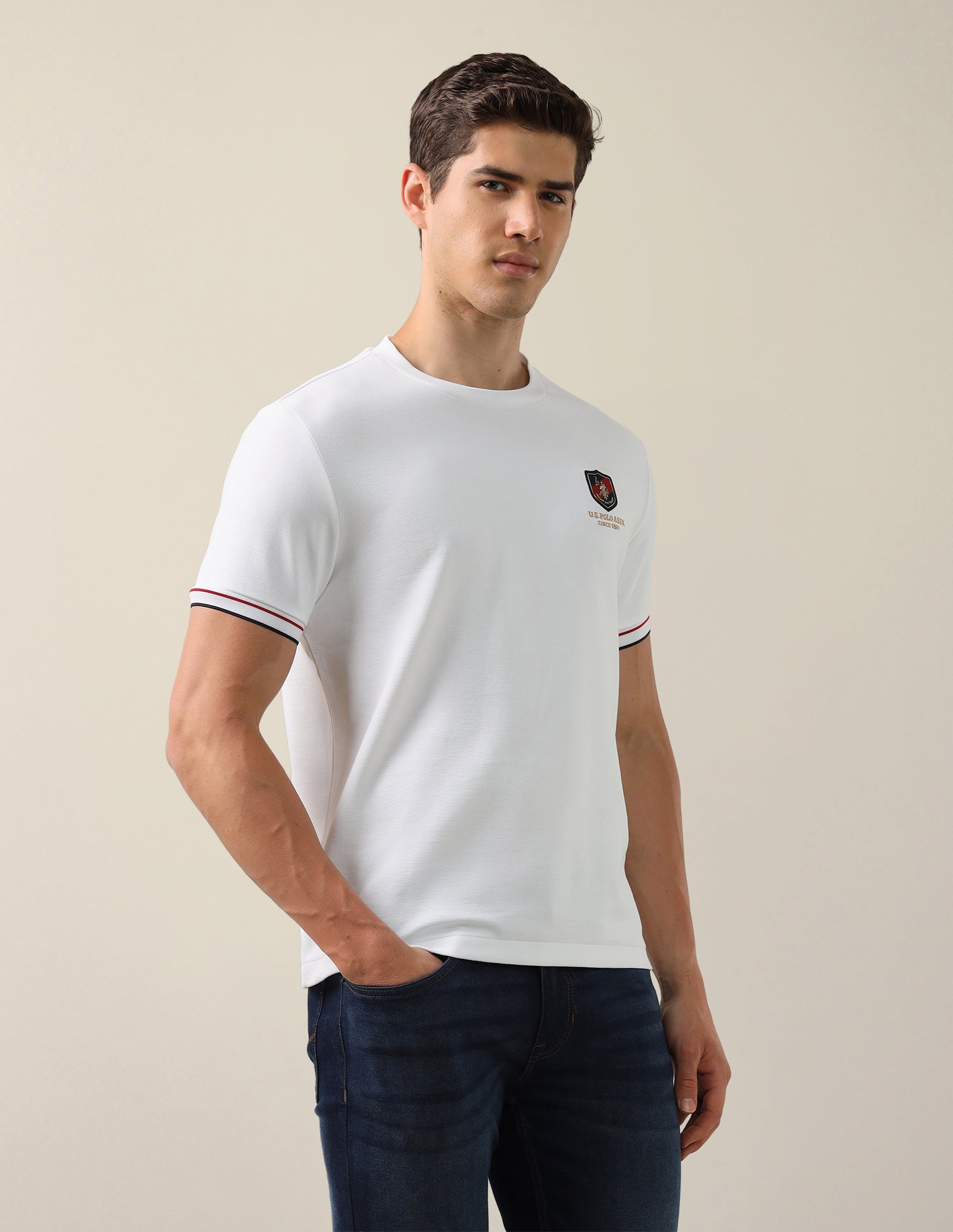 Solid Slim Fit T-Shirt White - U.S. Polo Assn. India | Large