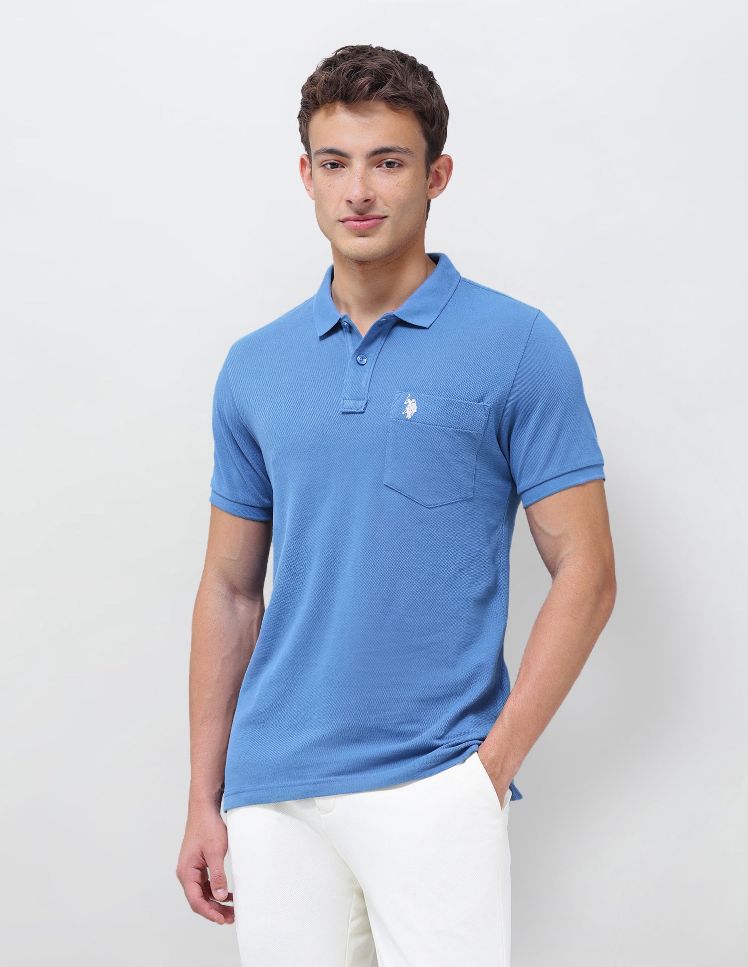 Solid Slim Fit Polo Shirt Dark Blue - U.S. Polo Assn. India | Large