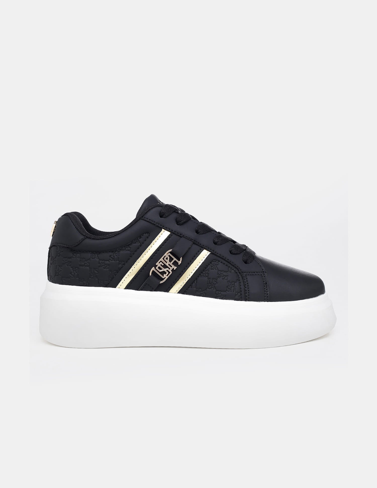 Women Elowen Brand Embossed Sneakers Black - U.S. Polo Assn. India | Large