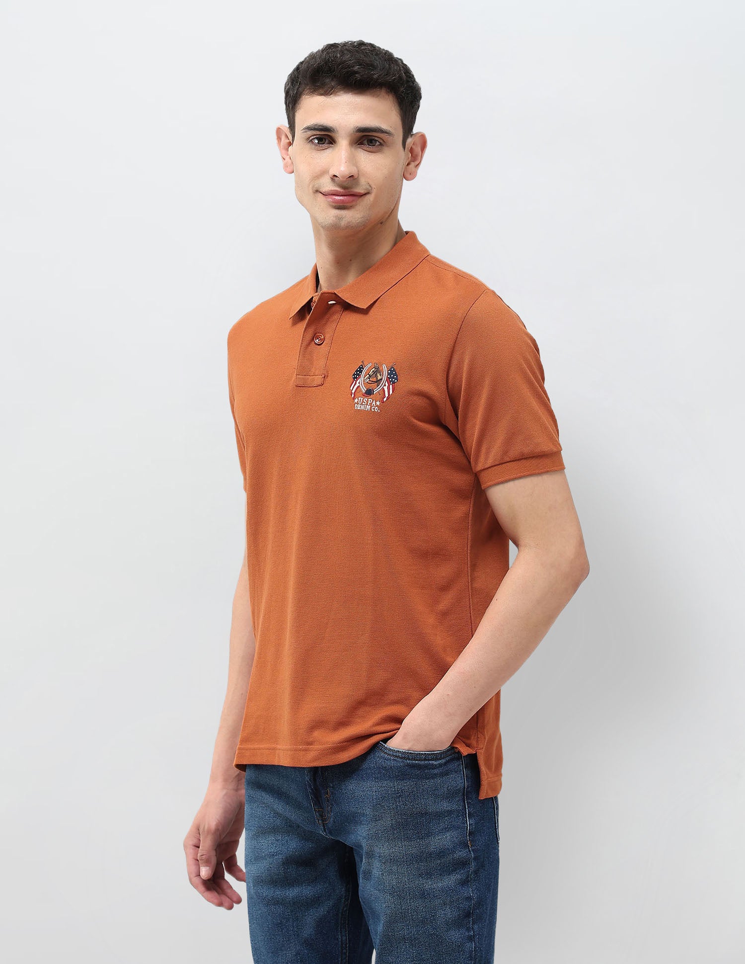Solid Muscle Fit Polo Shirt Rust - U.S. POLO ASSN. | Large
