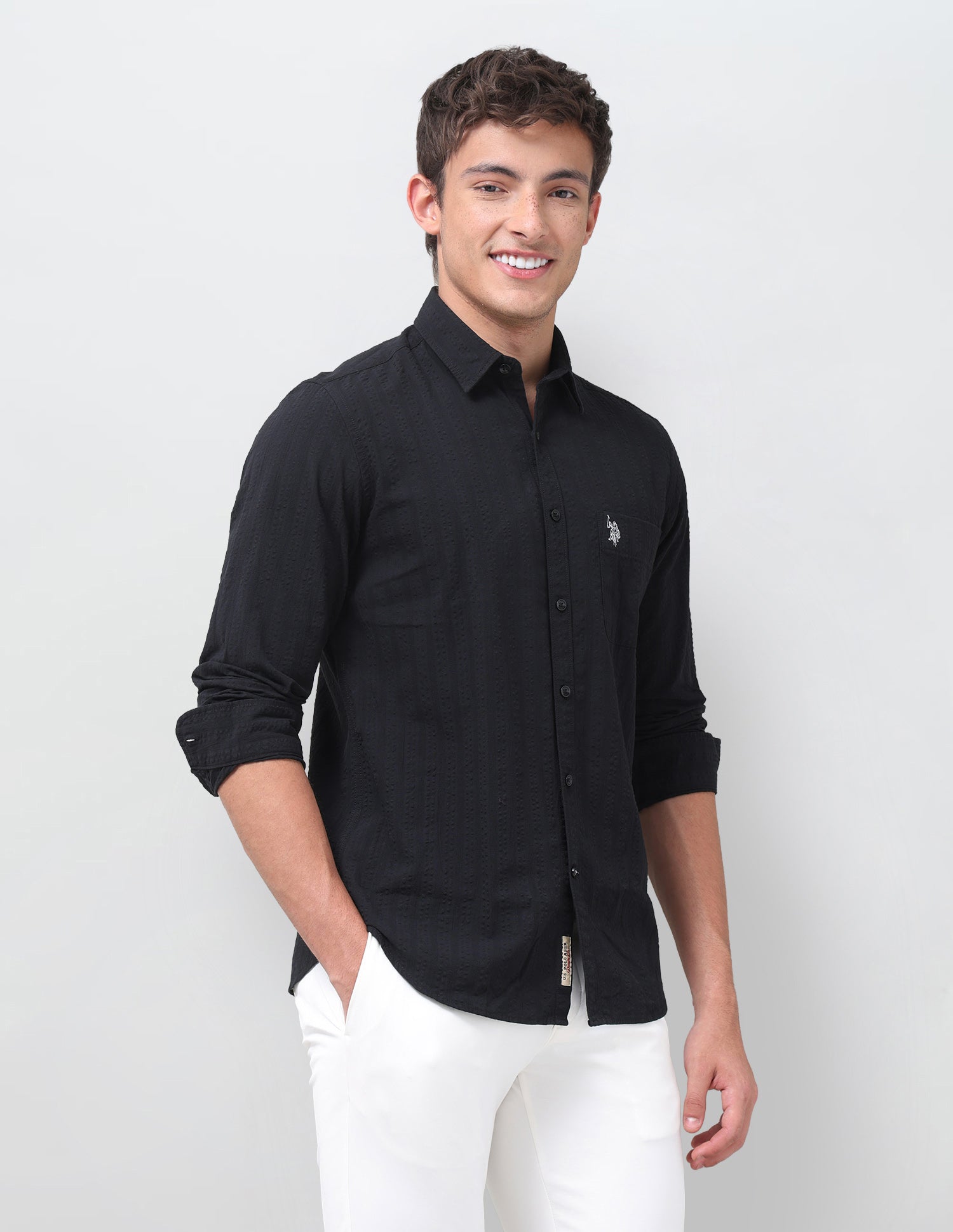 Vertical Striped Regular Fit Shirt Black - U.S. Polo Assn. India | Large