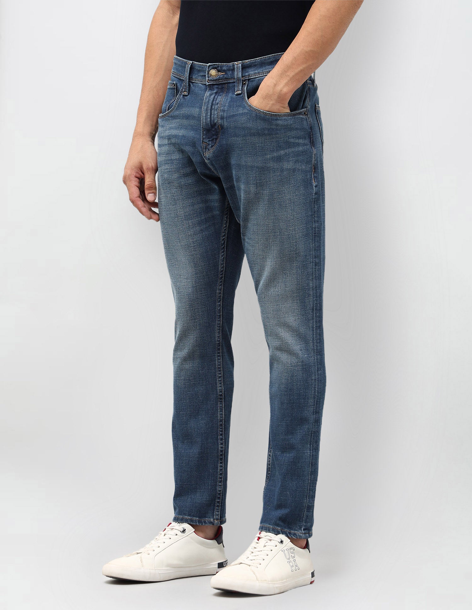 Henry Tapered Fit Blue Jeans Med Blue - U.S. POLO ASSN. | Large